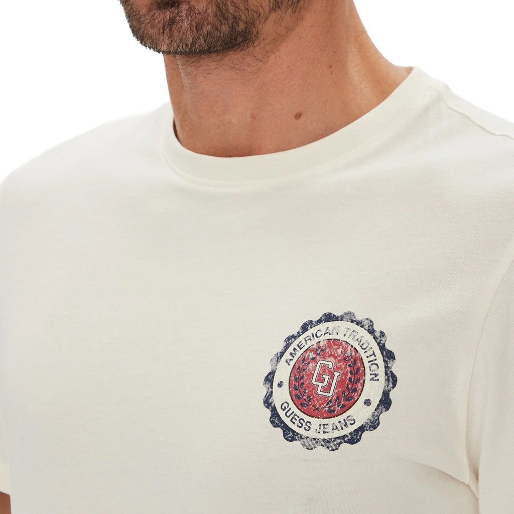Guess Slim fit T-shirt met logoprint – Wit