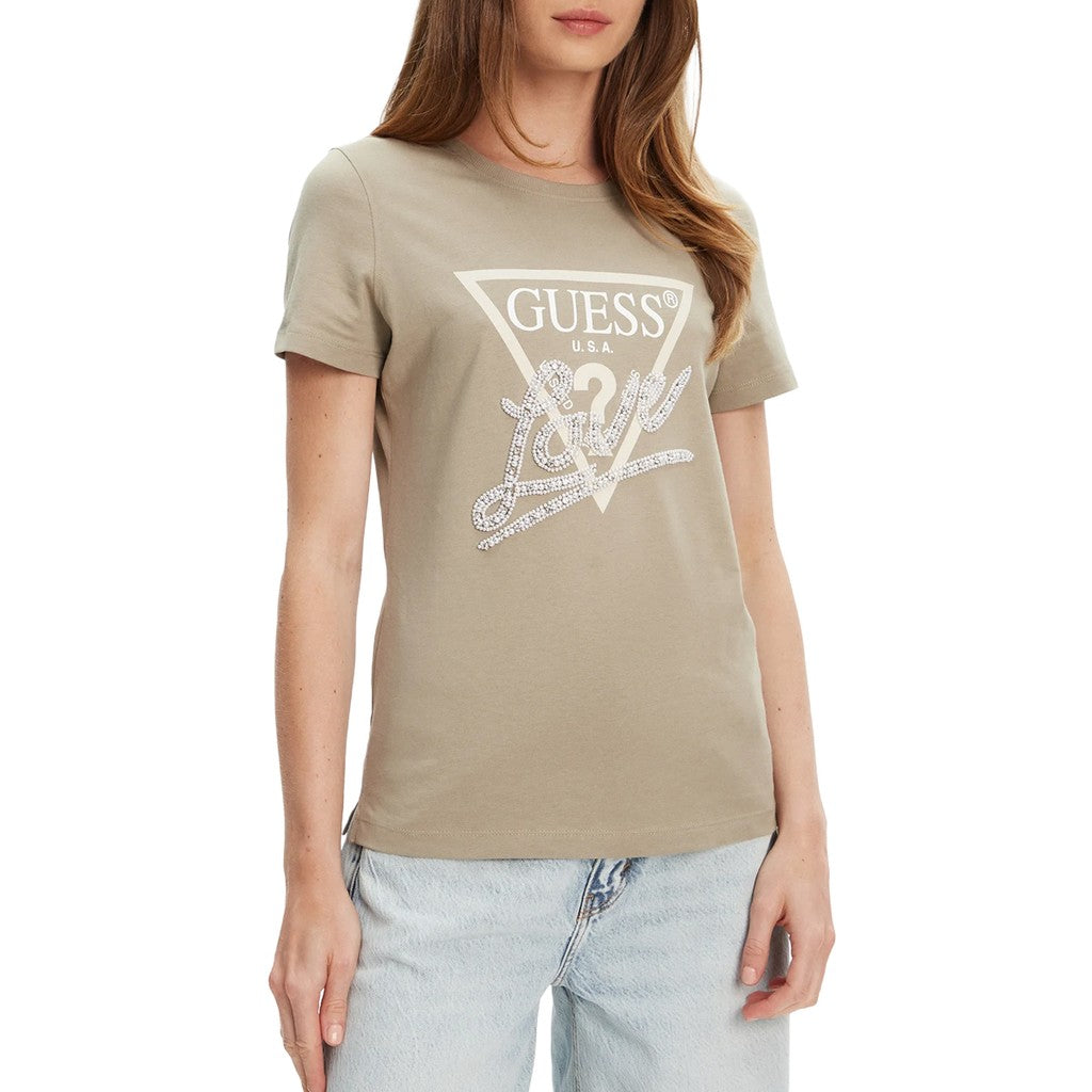 Guess T-shirt met logoprint Dames – Saliegroen