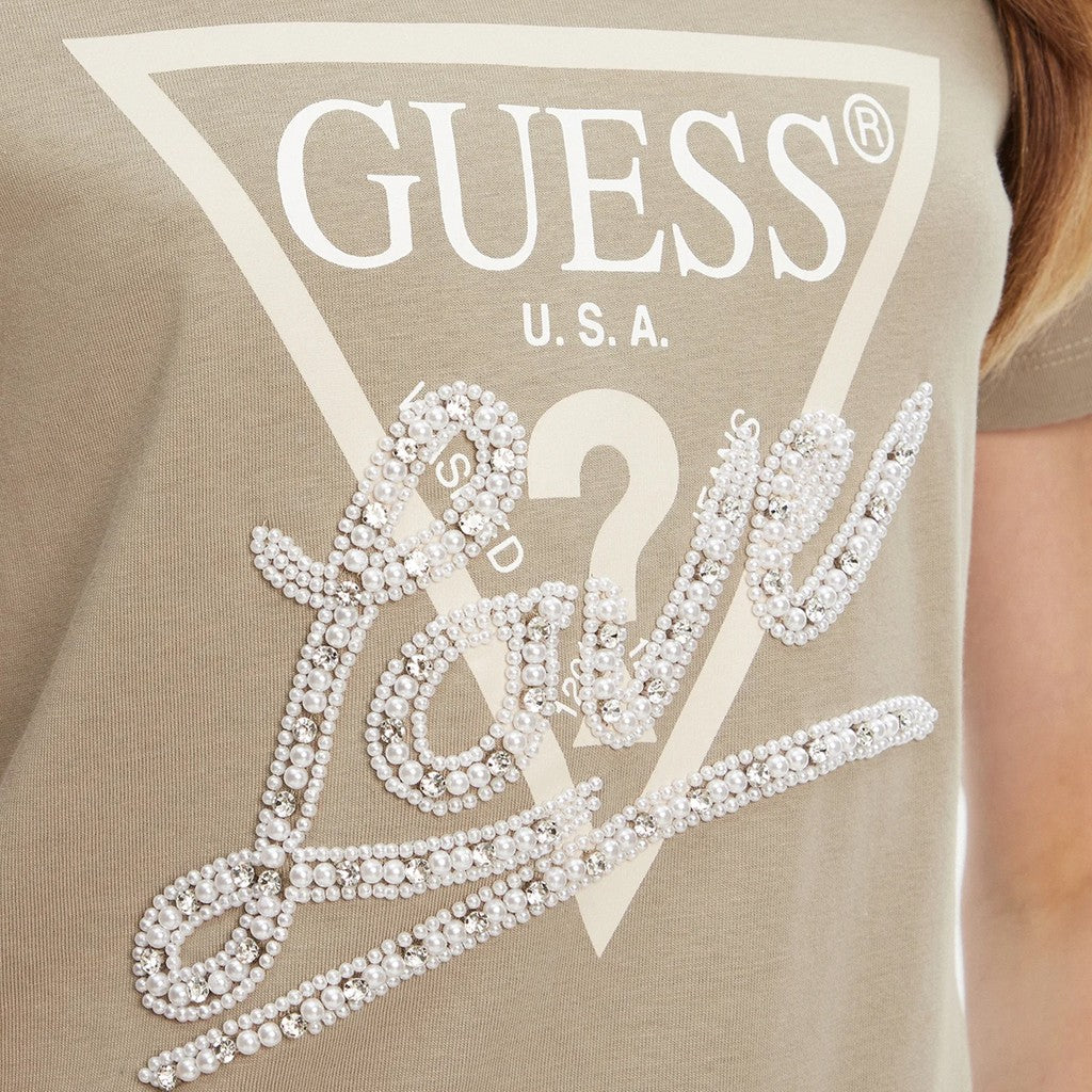Guess T-shirt met logoprint Dames – Saliegroen