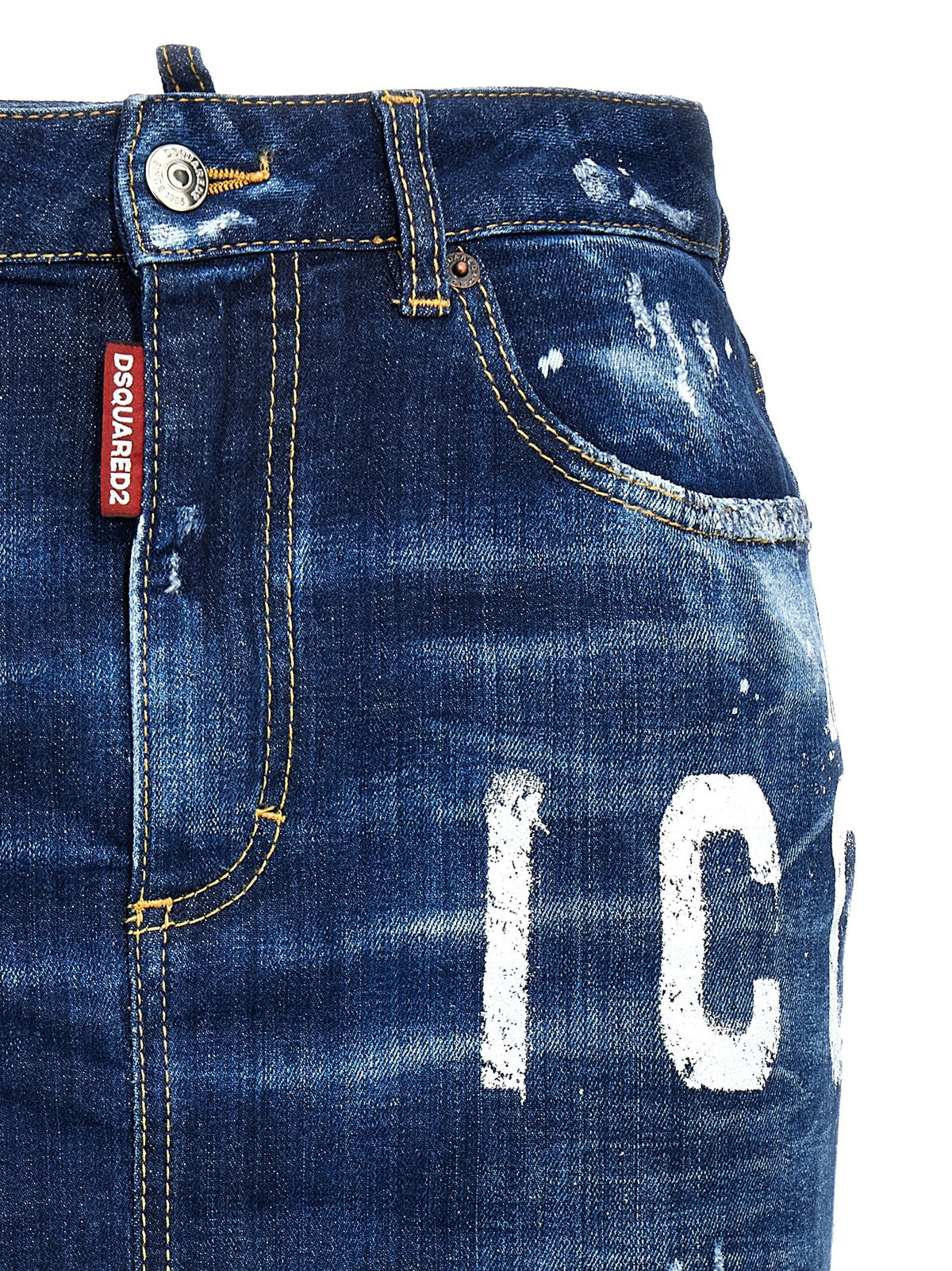 Dsquared2 Icon Spray Denim Rok – Middenblauw