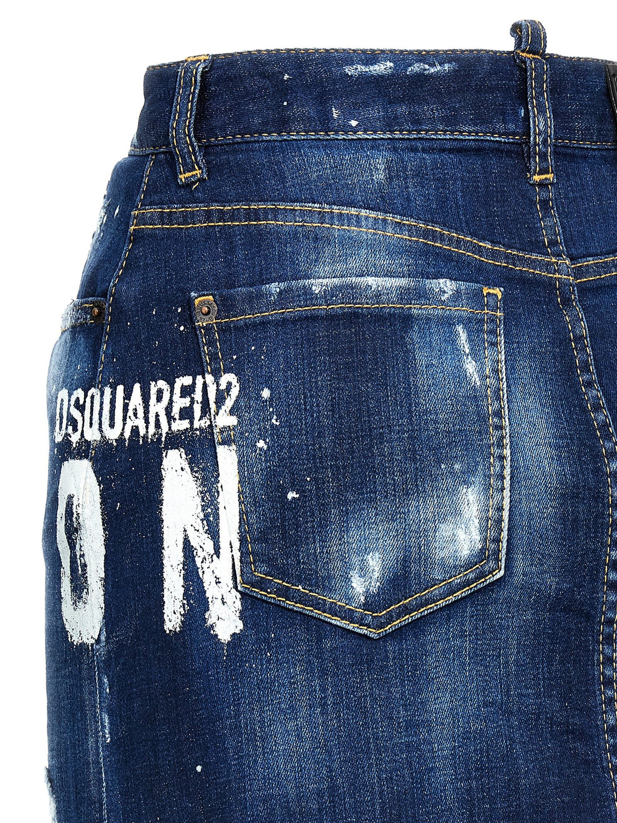 Dsquared2 Icon Spray Denim Rok – Middenblauw