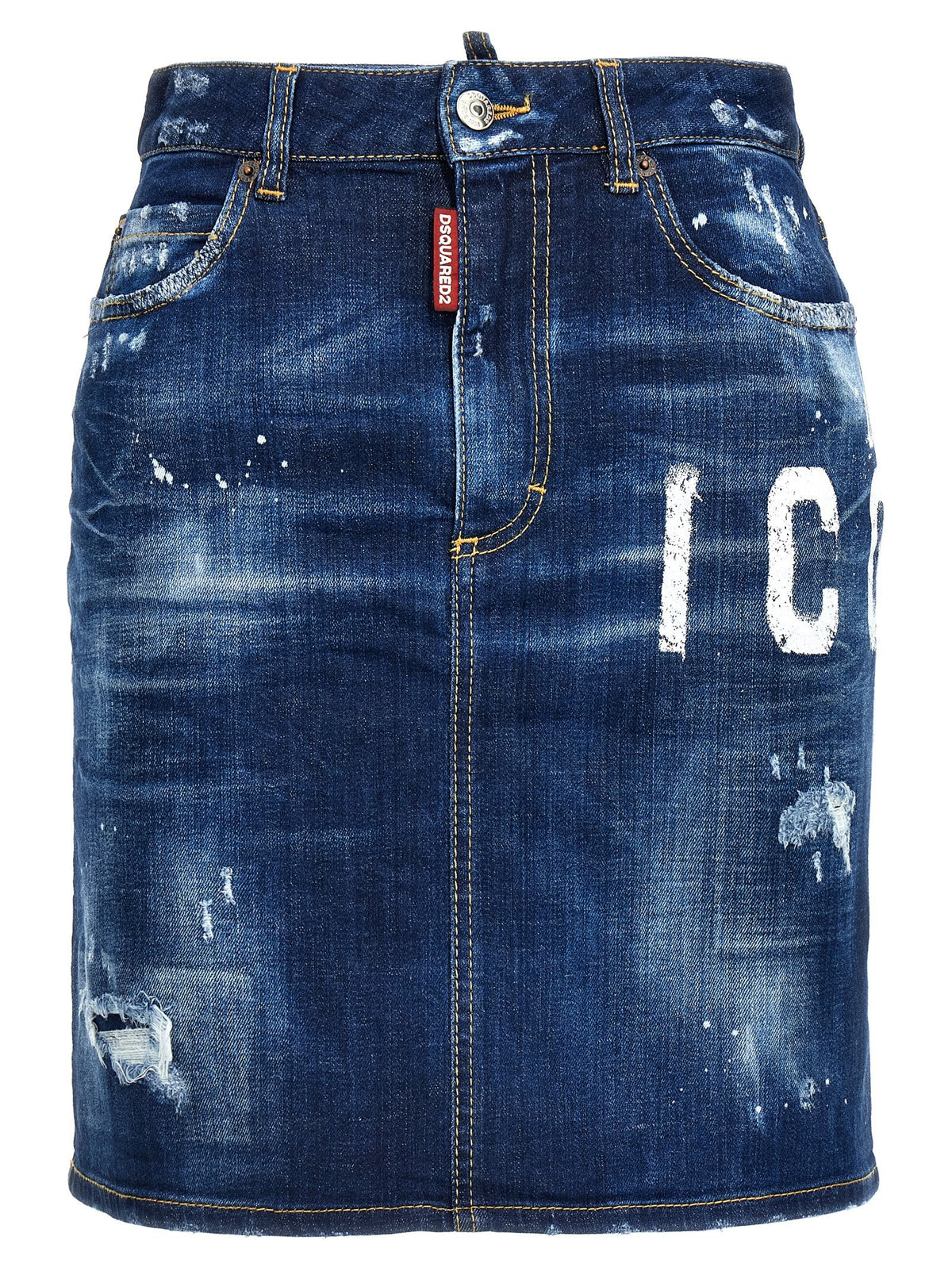 Dsquared2 Icon Spray Denim Rok – Middenblauw