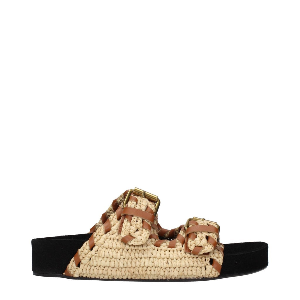 Isabel Marant Sandalen van raffia en leer – Beige