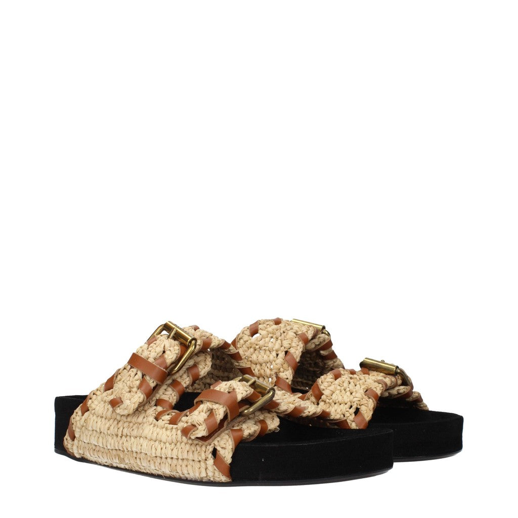 Isabel Marant Sandalen van raffia en leer – Beige