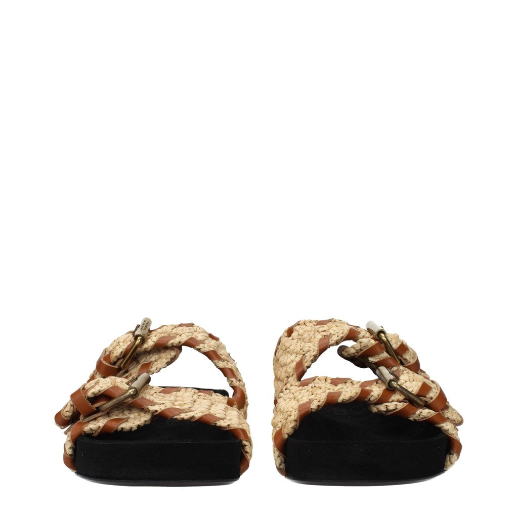 Isabel Marant Sandalen van raffia en leer – Beige