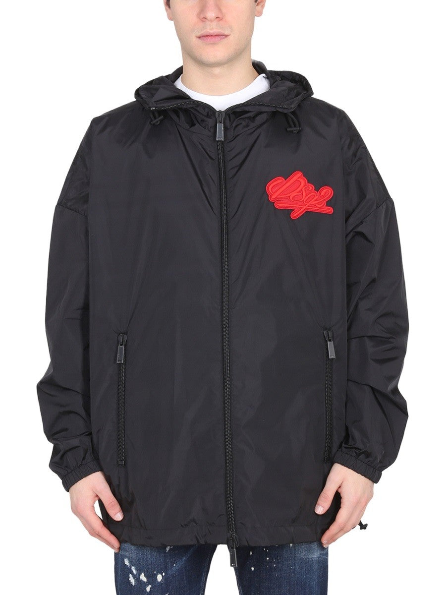 Dsquared2 Jas met capuchon en logopatch – Zwart