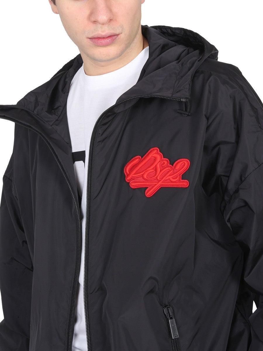 Dsquared2 Jas met capuchon en logopatch – Zwart