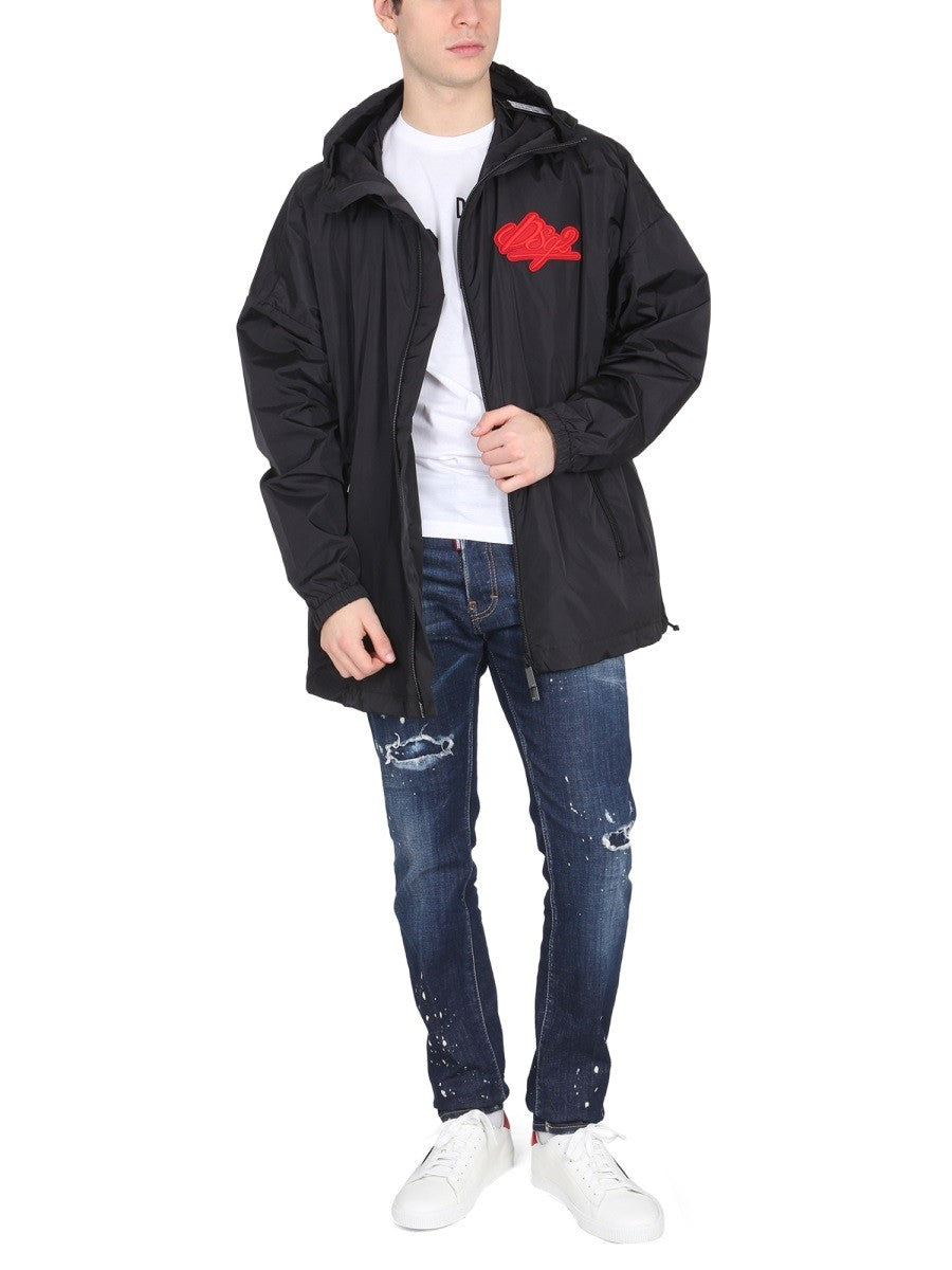 Dsquared2 Jas met capuchon en logopatch – Zwart