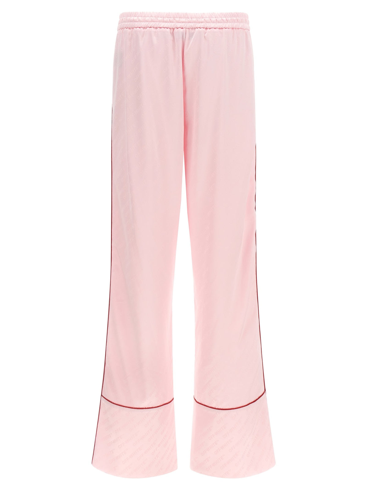 Off-White Jacquard Satin Pajama Broek – Roze