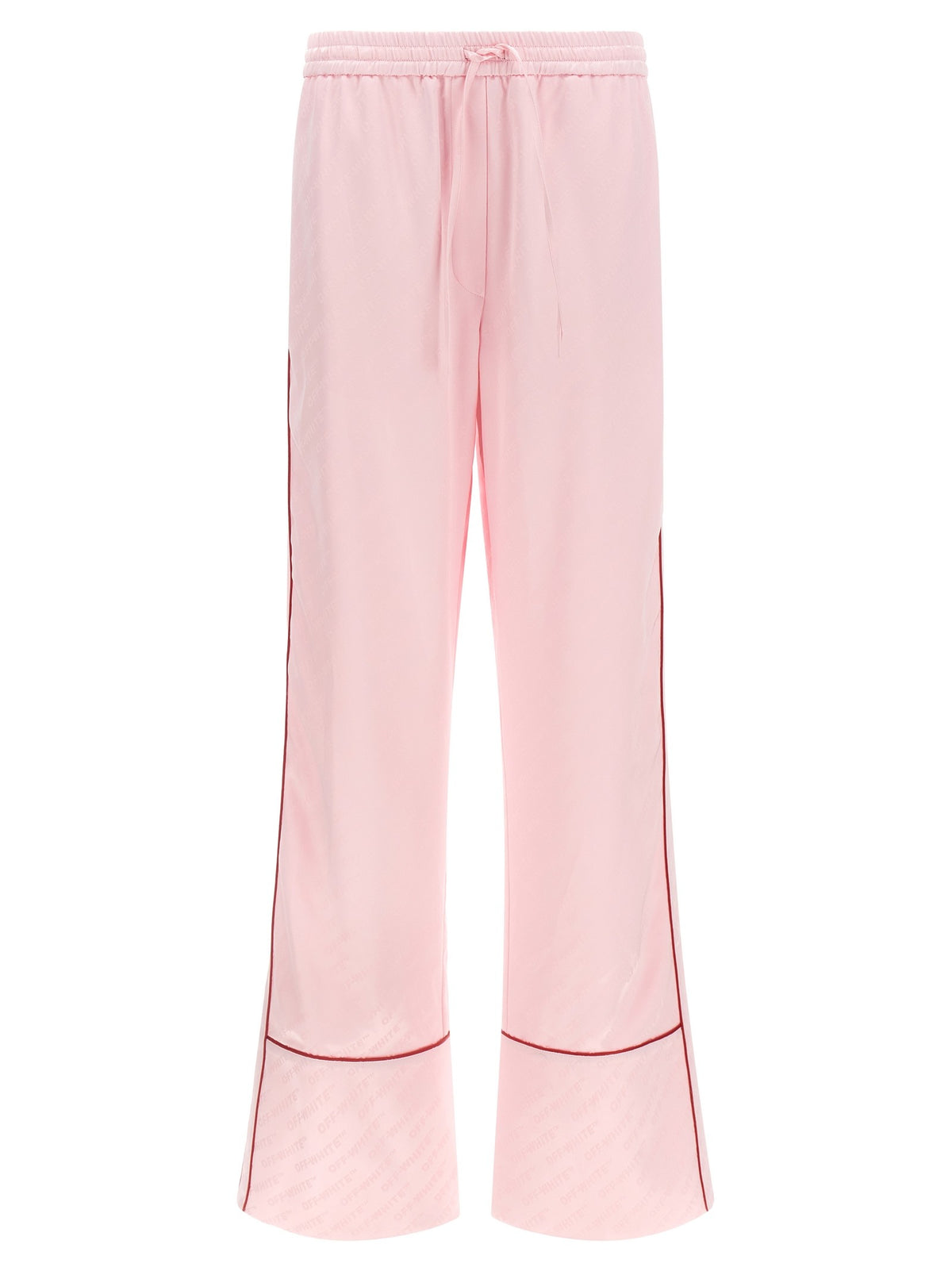 Off-White Jacquard Satin Pajama Broek – Roze