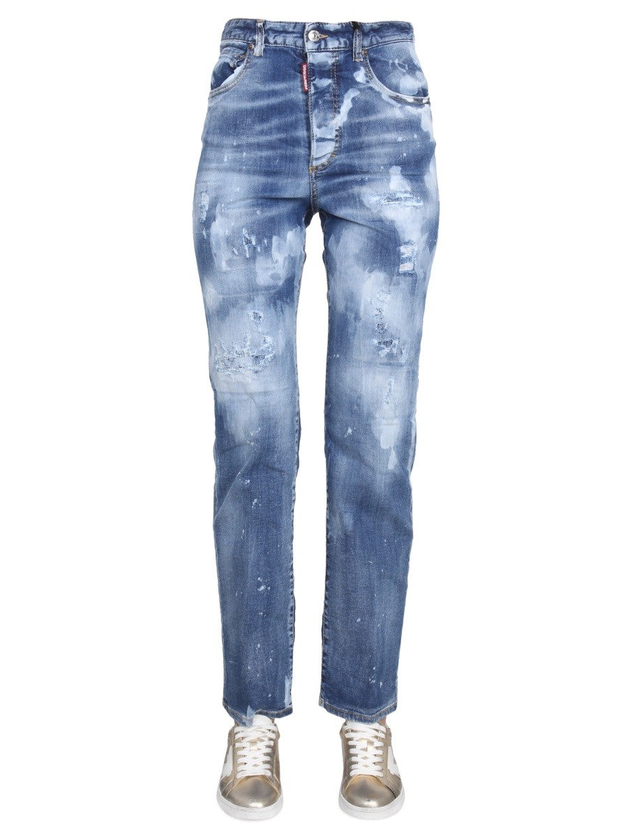 Dsquared2 Jeans met verborgen knoopsluiting – Middenblauw