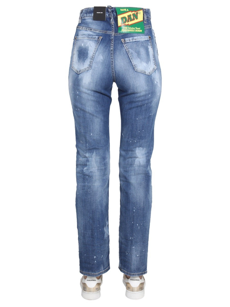 Dsquared2 Jeans met verborgen knoopsluiting – Middenblauw