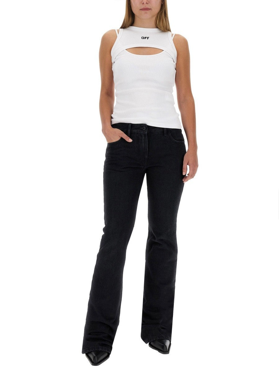 Off-White Jeans met Wijde Pijpen – Zwart