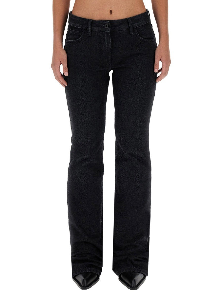 Off-White Jeans met Wijde Pijpen – Zwart