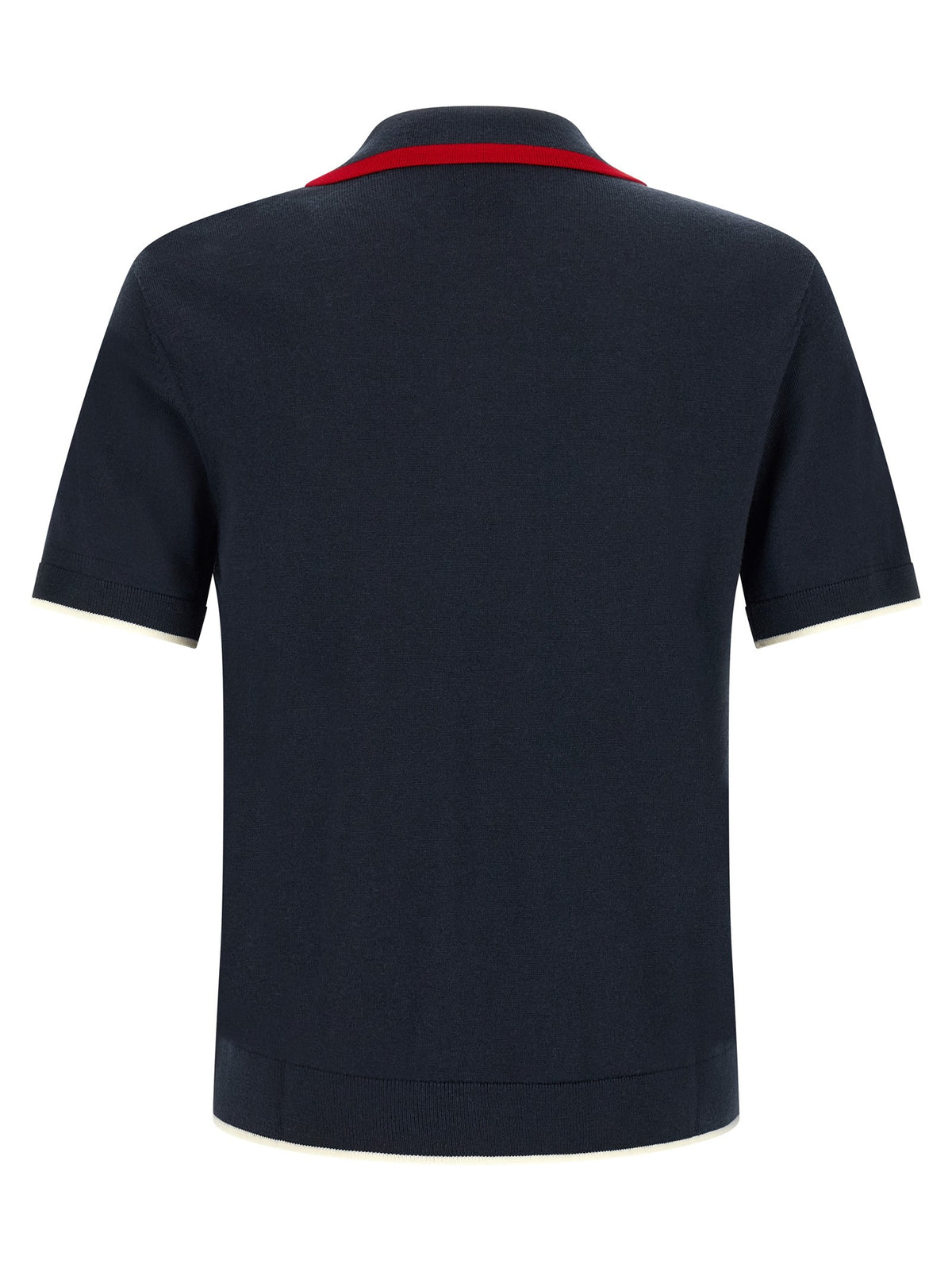 Casablanca Merino Polo met halve rits – Marineblauw