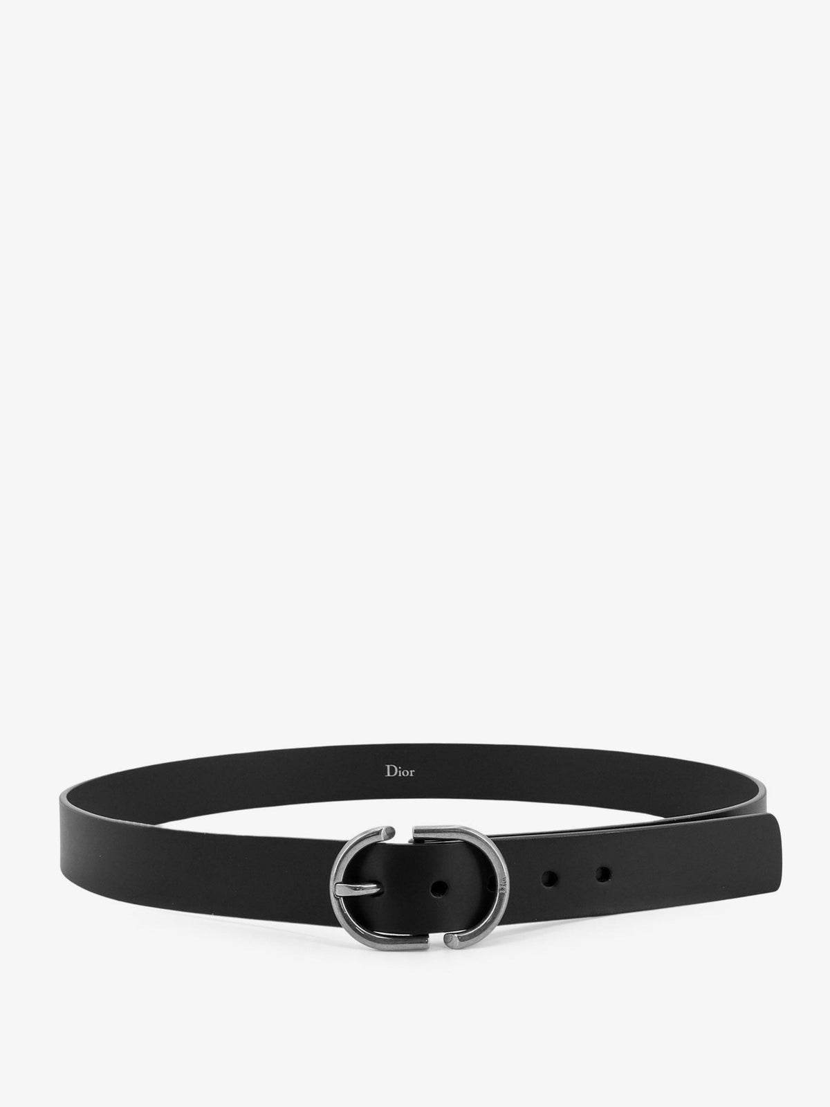 Christian Dior Leren Riem met gegraveerde CD-gesp – Zwart