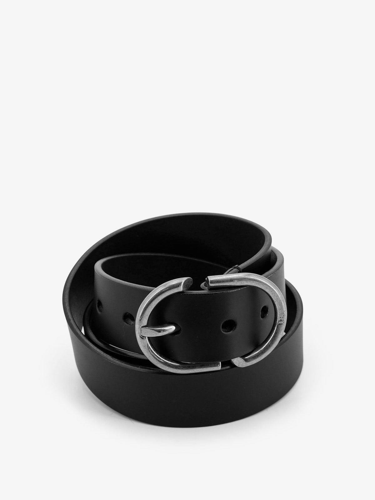 Christian Dior Leren Riem met gegraveerde CD-gesp – Zwart