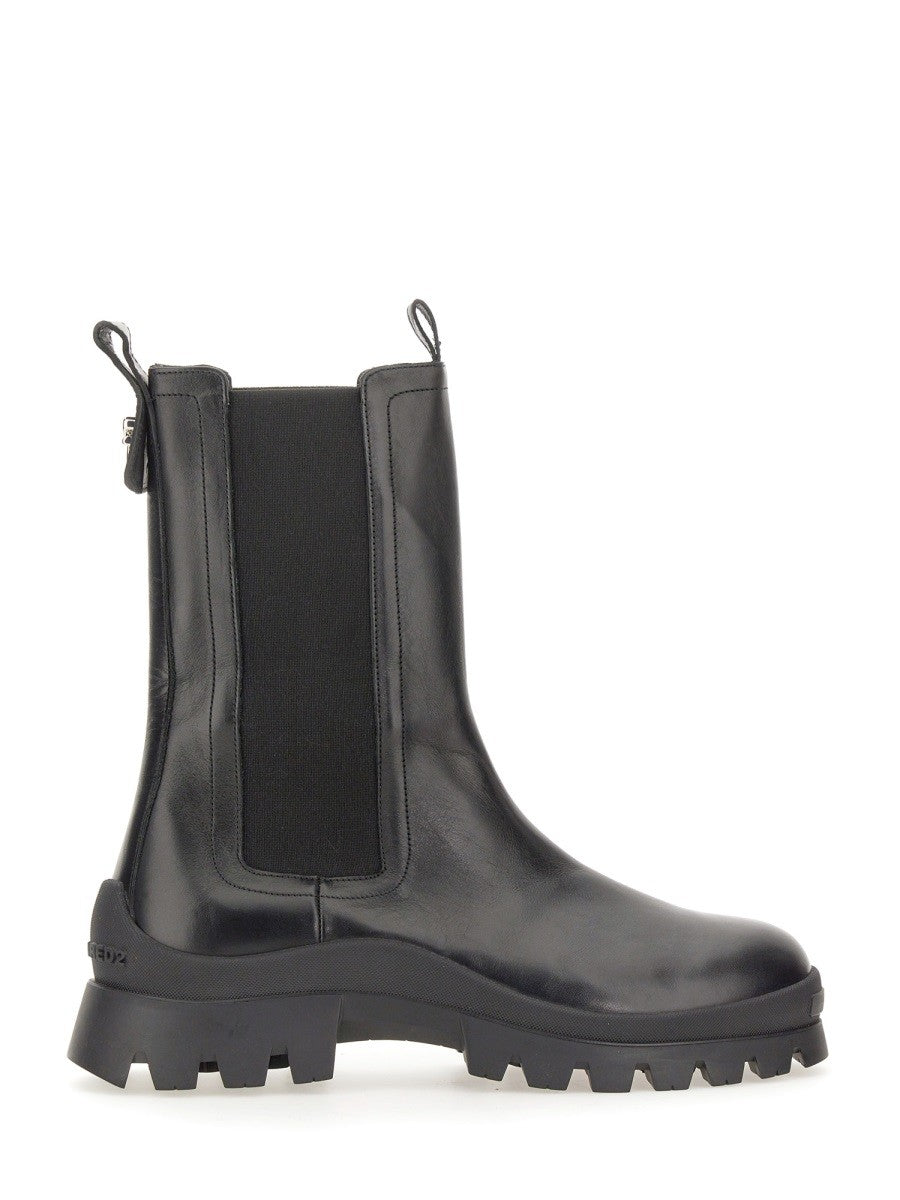 Dsquared2 Leren Enkellaarzen – Zwart