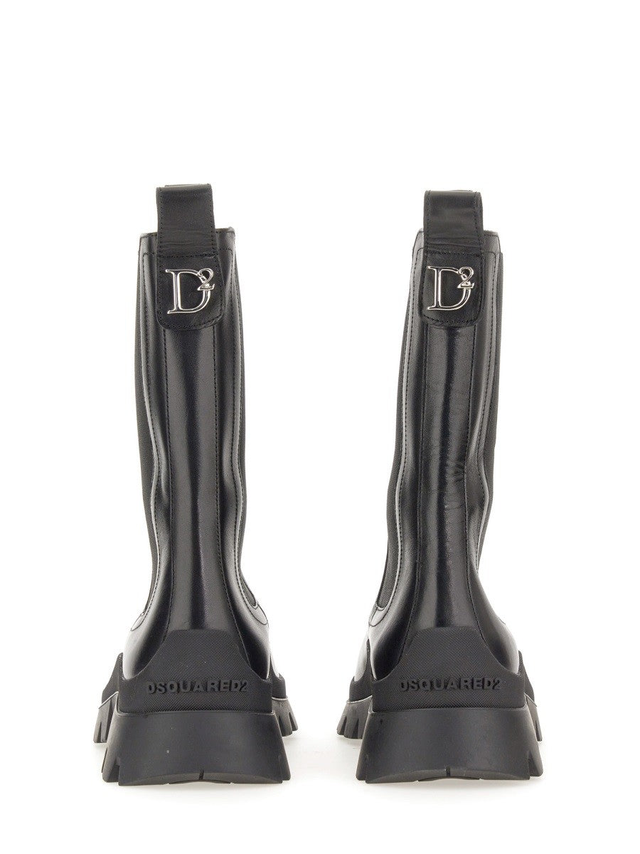 Dsquared2 Leren Enkellaarzen – Zwart