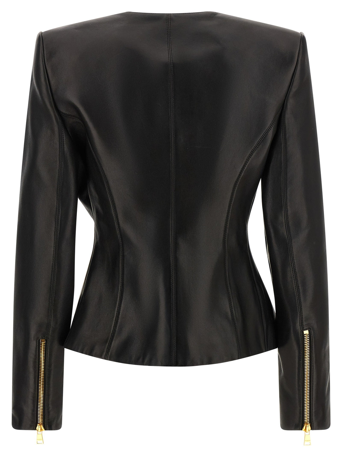 Balmain Lamsleren jack met rits – Zwart
