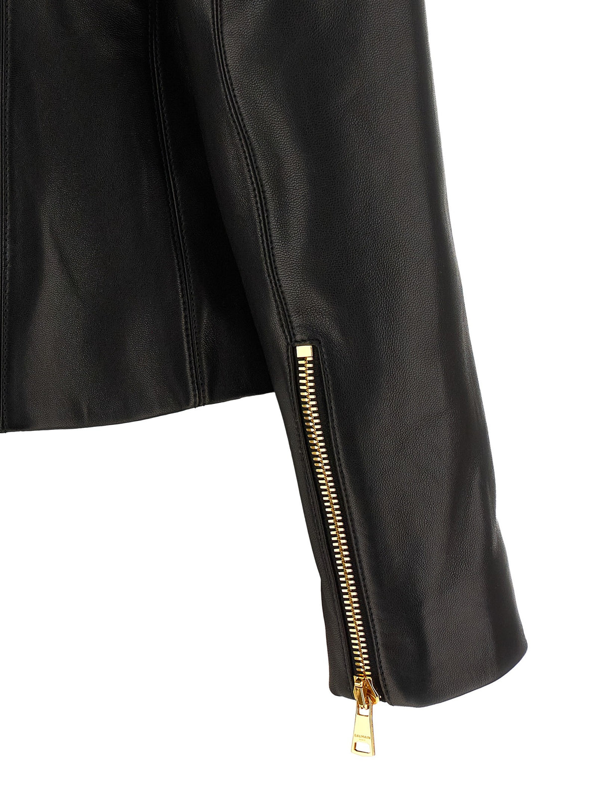 Balmain Lamsleren jack met rits – Zwart