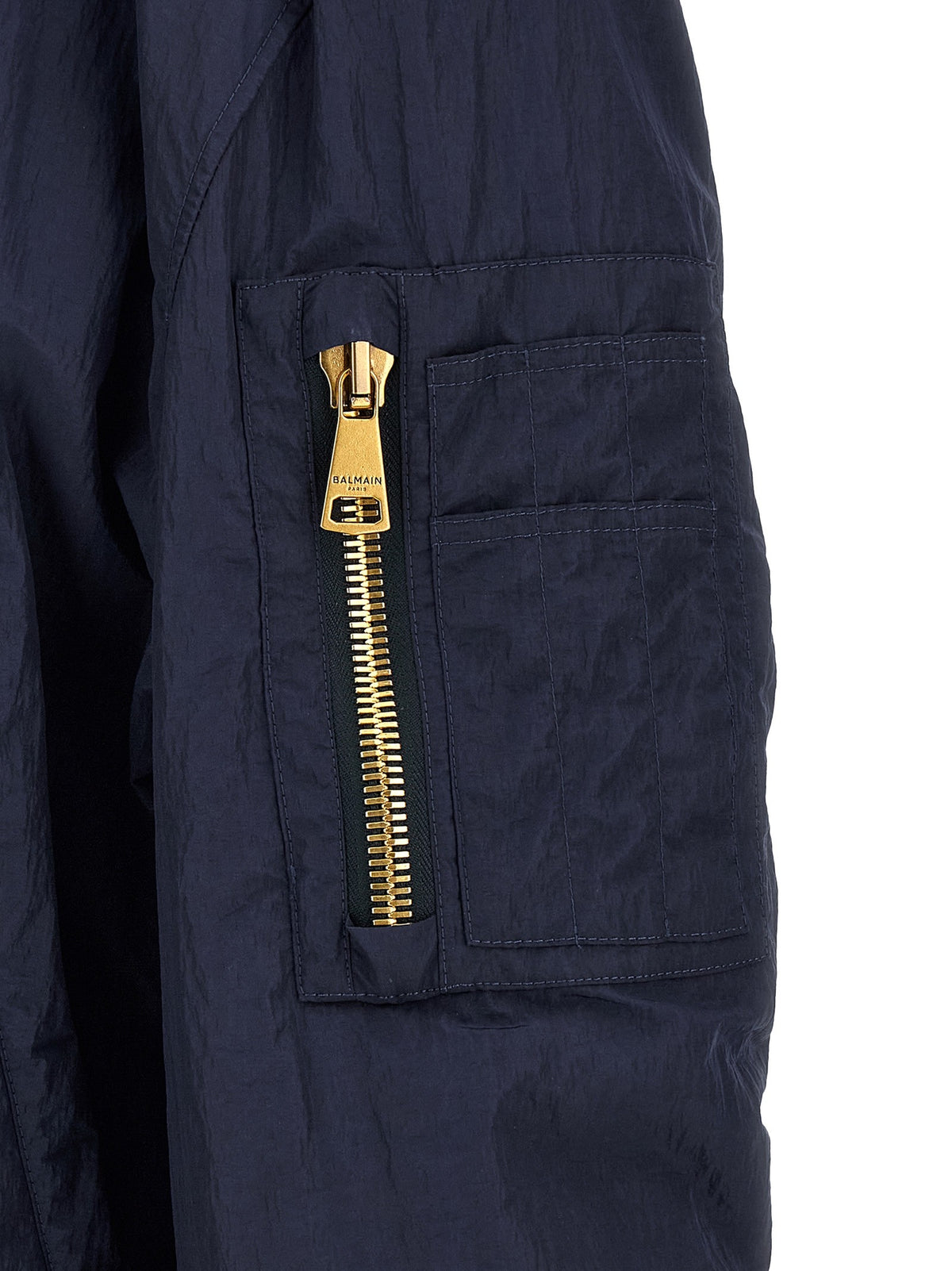 Balmain Bomberjack met geborduurd logo – Marineblauw