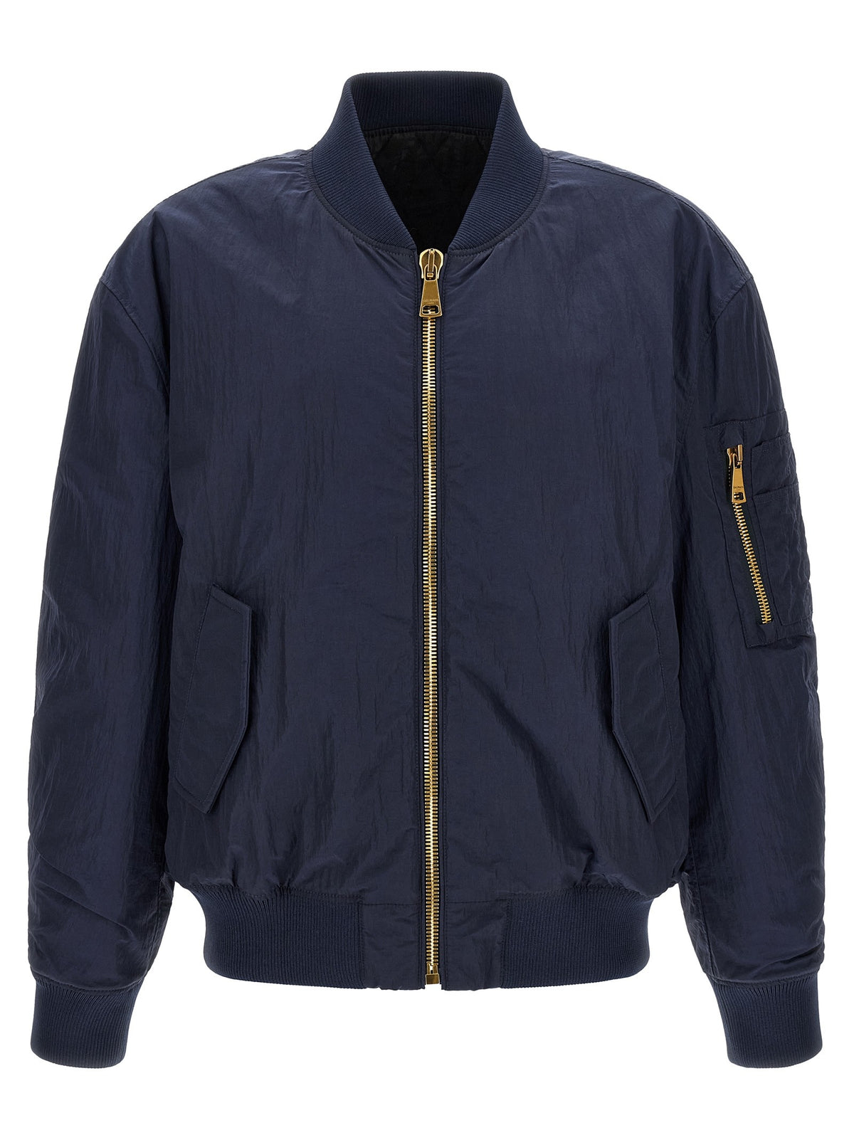 Balmain Bomberjack met geborduurd logo – Marineblauw