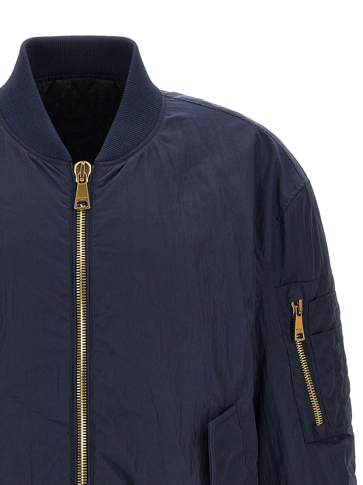 Balmain Bomberjack met geborduurd logo – Marineblauw