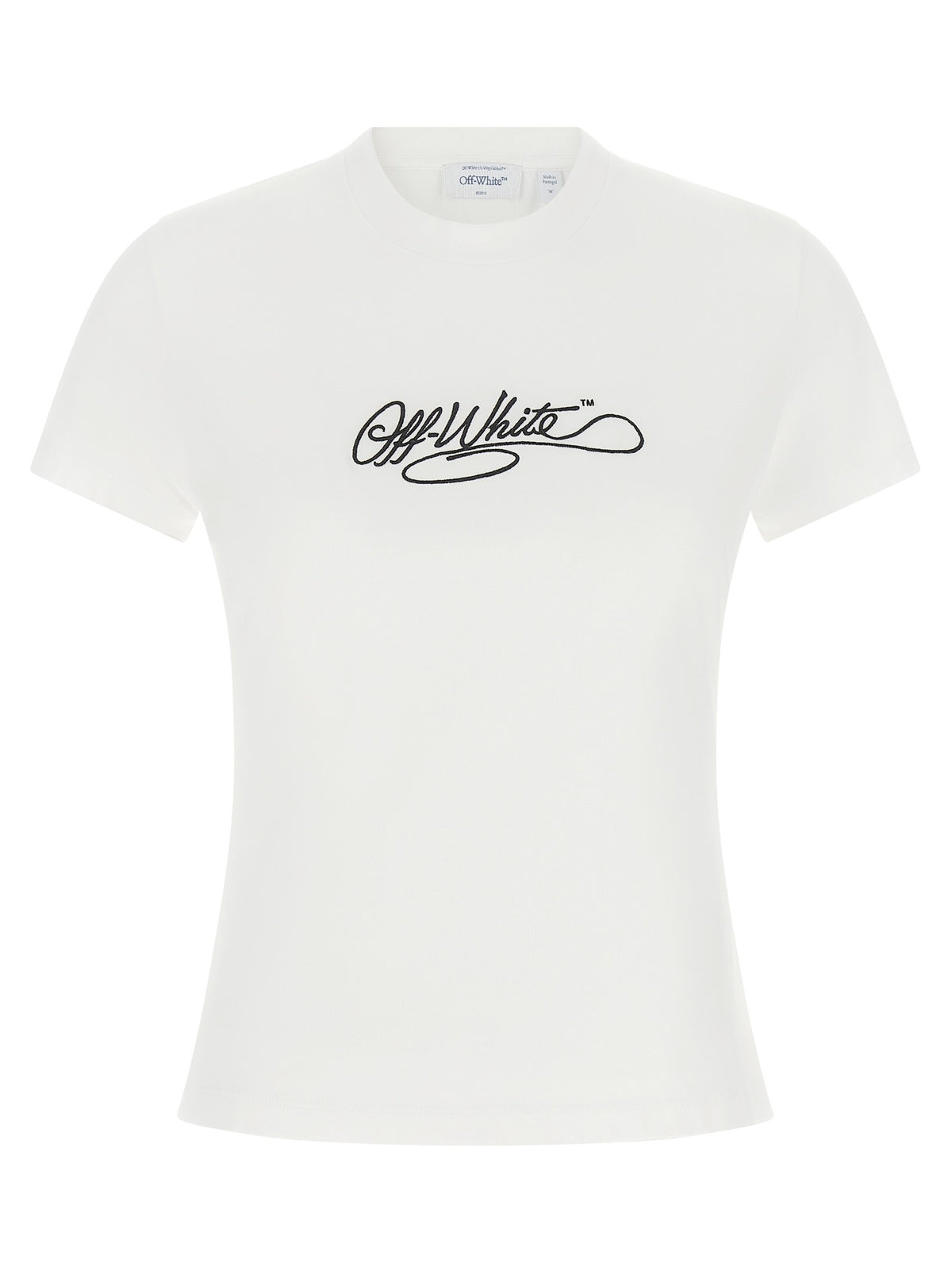 Off-White T-shirt met Geborduurd Logo – Wit