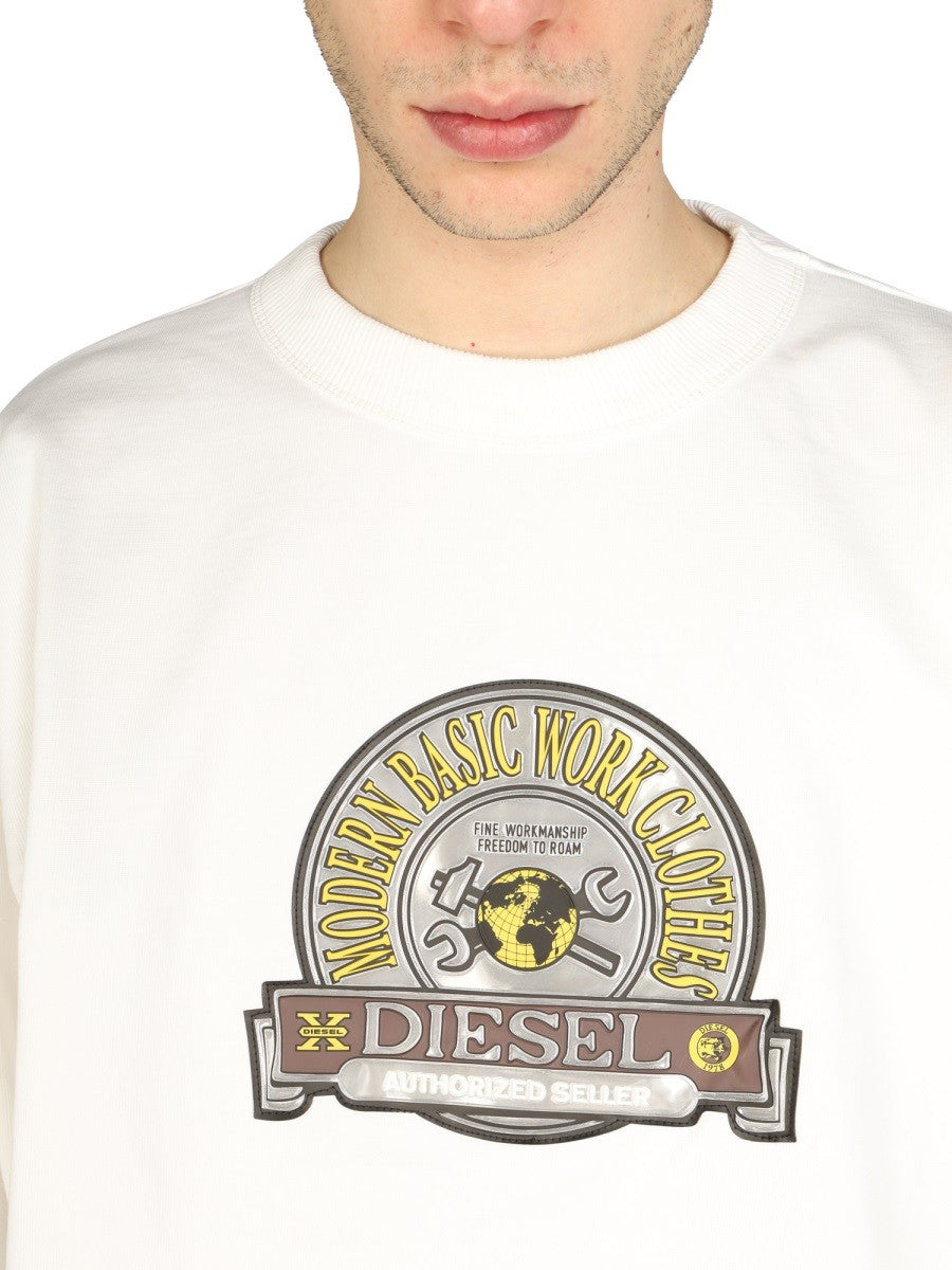 Diesel Sweater met logopatch – Wit