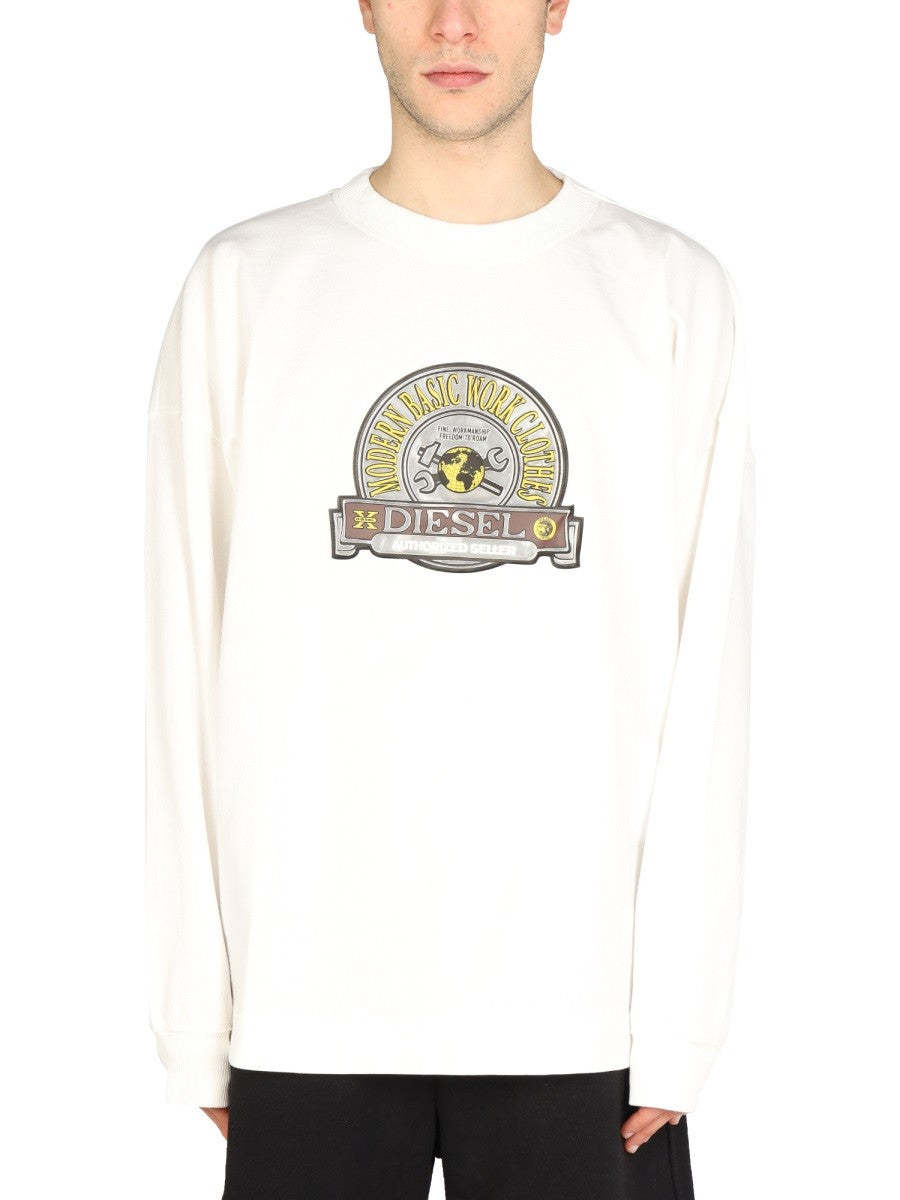 Diesel Sweater met logopatch – Wit