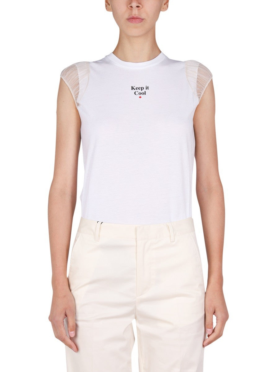 Dsquared2 T-shirt met logoprint – Wit