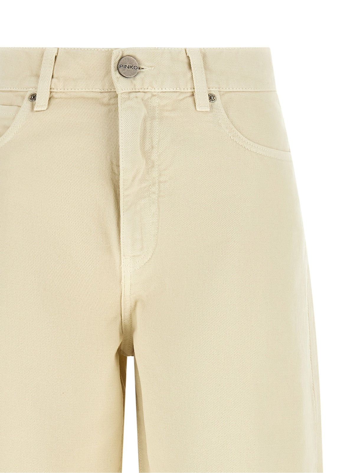 Pinko Wide-leg jeans met Love Birds-borduursel – Ecru