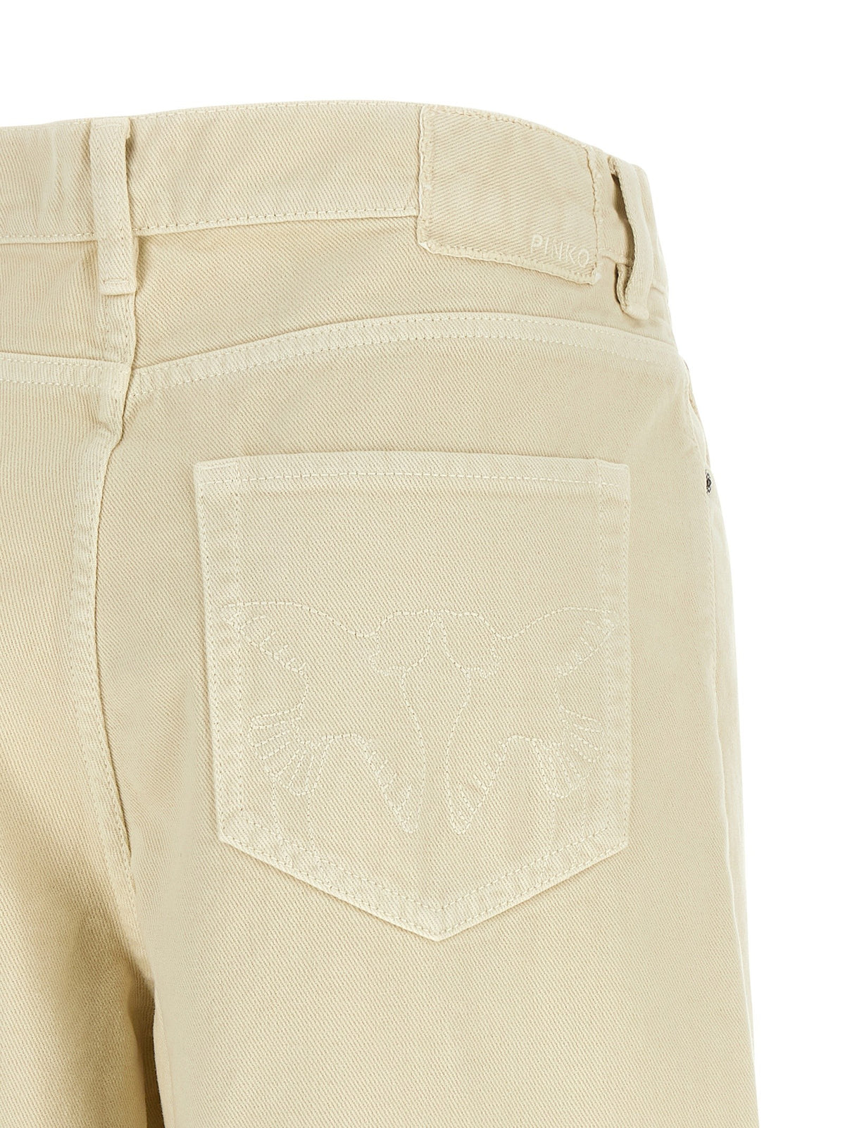 Pinko Wide-leg jeans met Love Birds-borduursel – Ecru