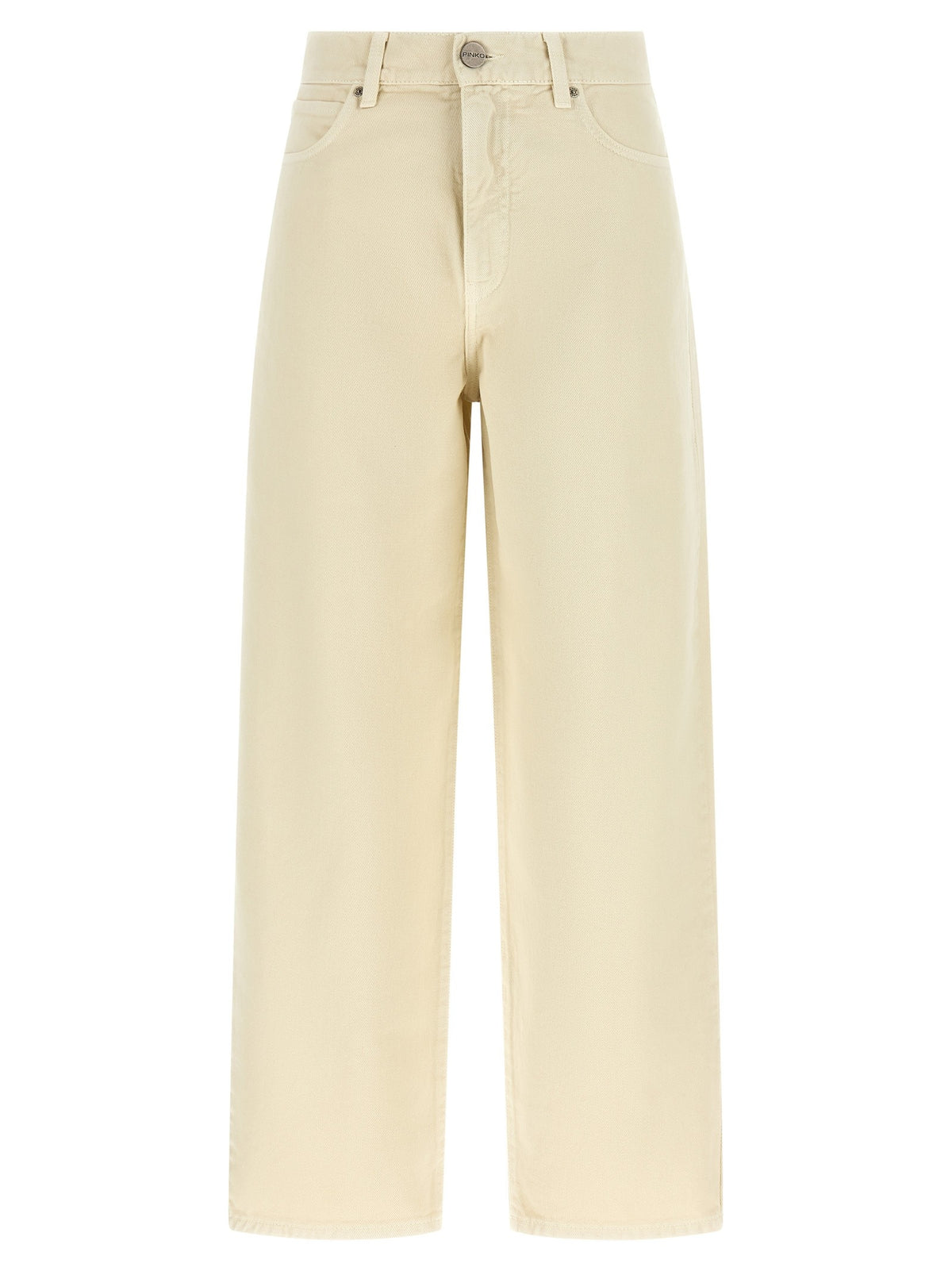 Pinko Wide-leg jeans met Love Birds-borduursel – Ecru