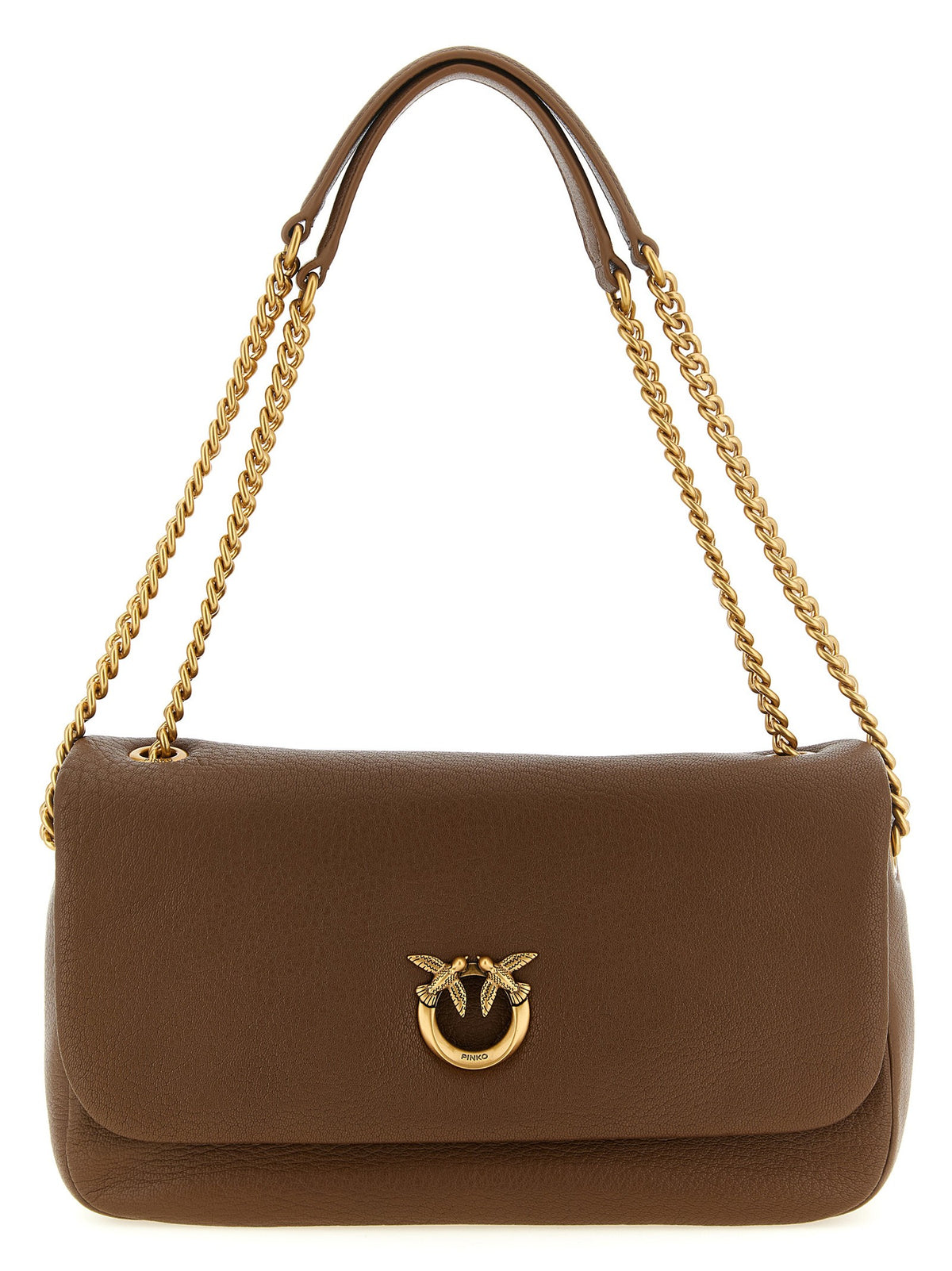 Pinko Schoudertas met Love Birds-gesp – Cognac