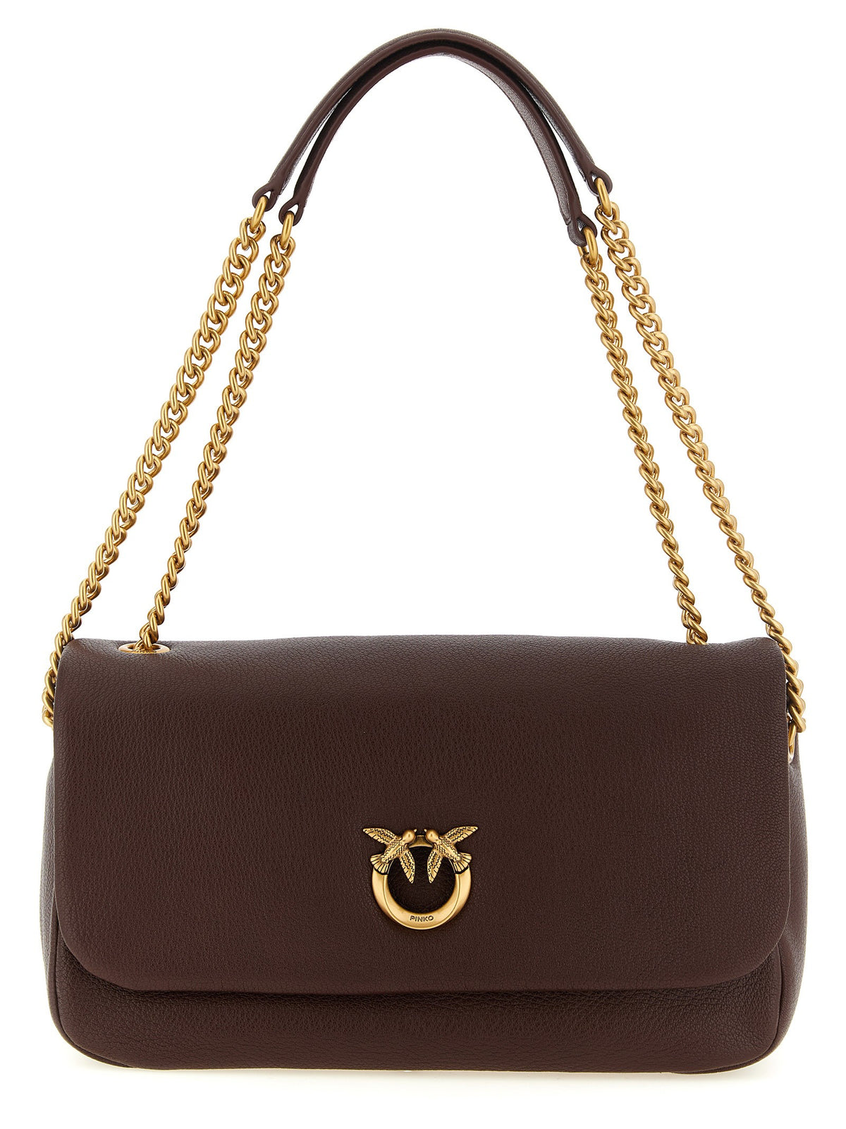 Pinko Schoudertas met Love Birds-gesp – Donkerbruin