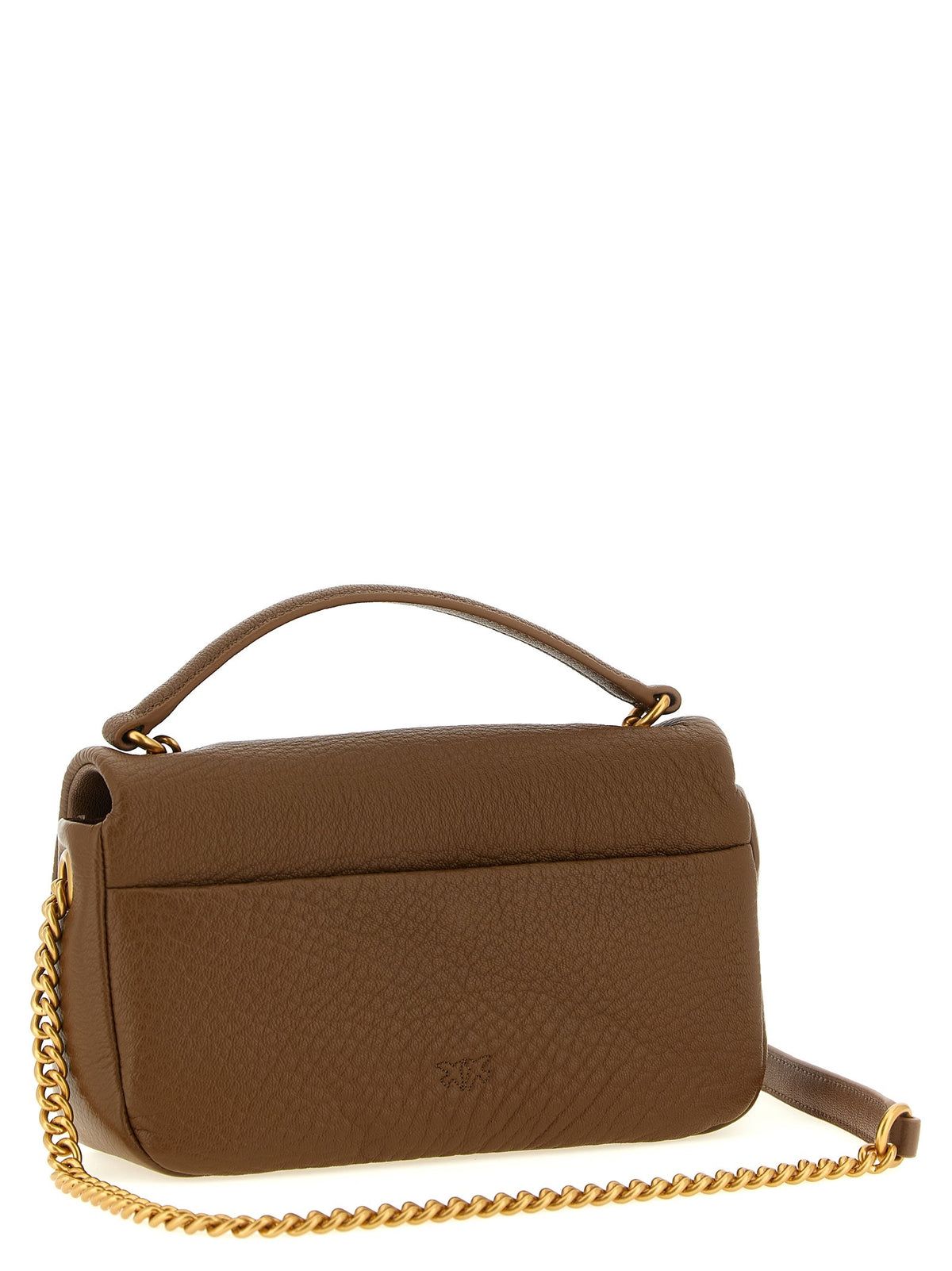 Pinko Leren Schoudertas met Love Birds-gesp – Bruin