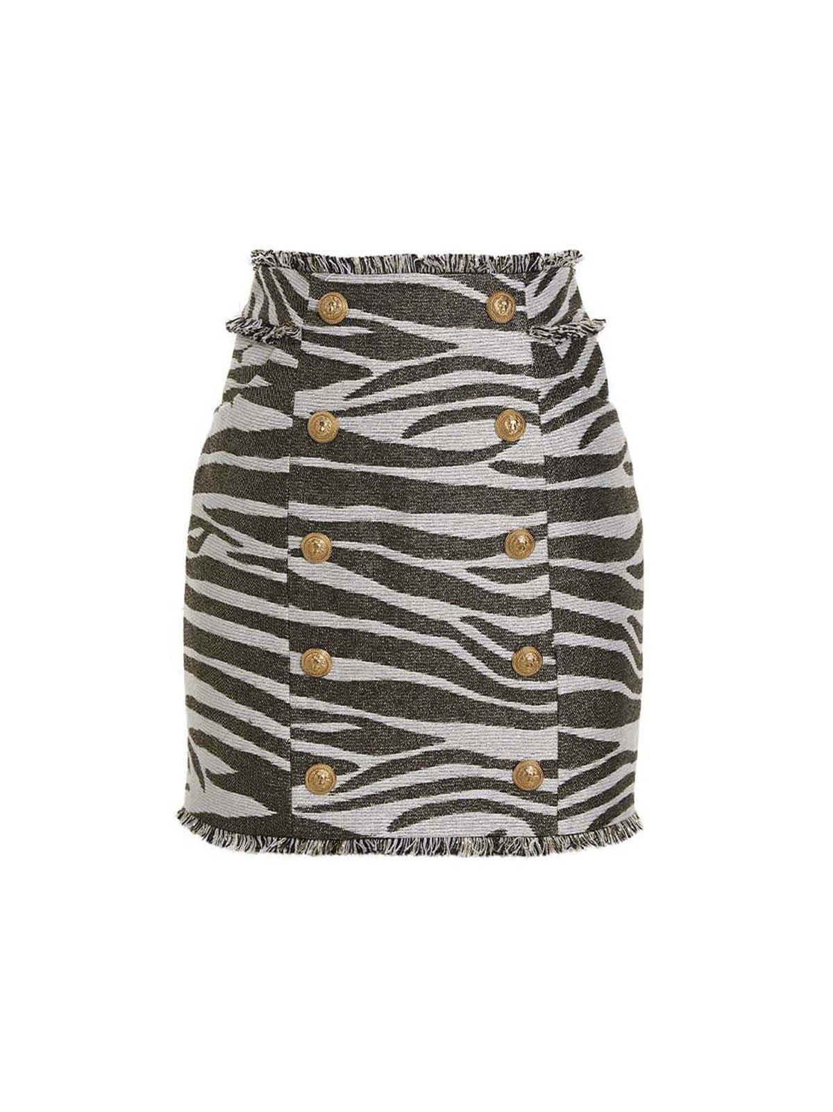 Balmain Lurex Zebra Rok – Meerkleurig