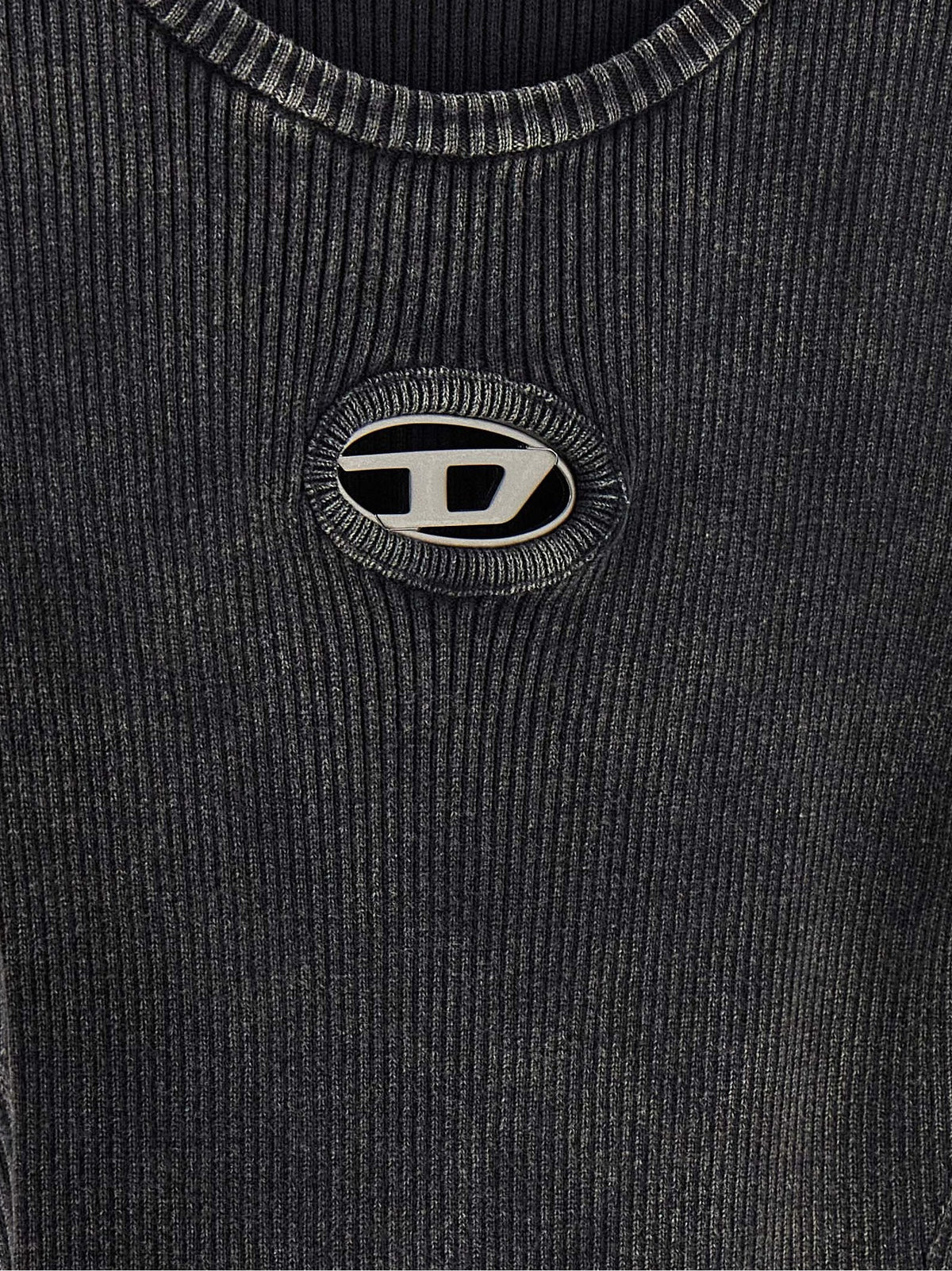 Diesel Geribde mini-jurk met Oval D-logo – Zwart