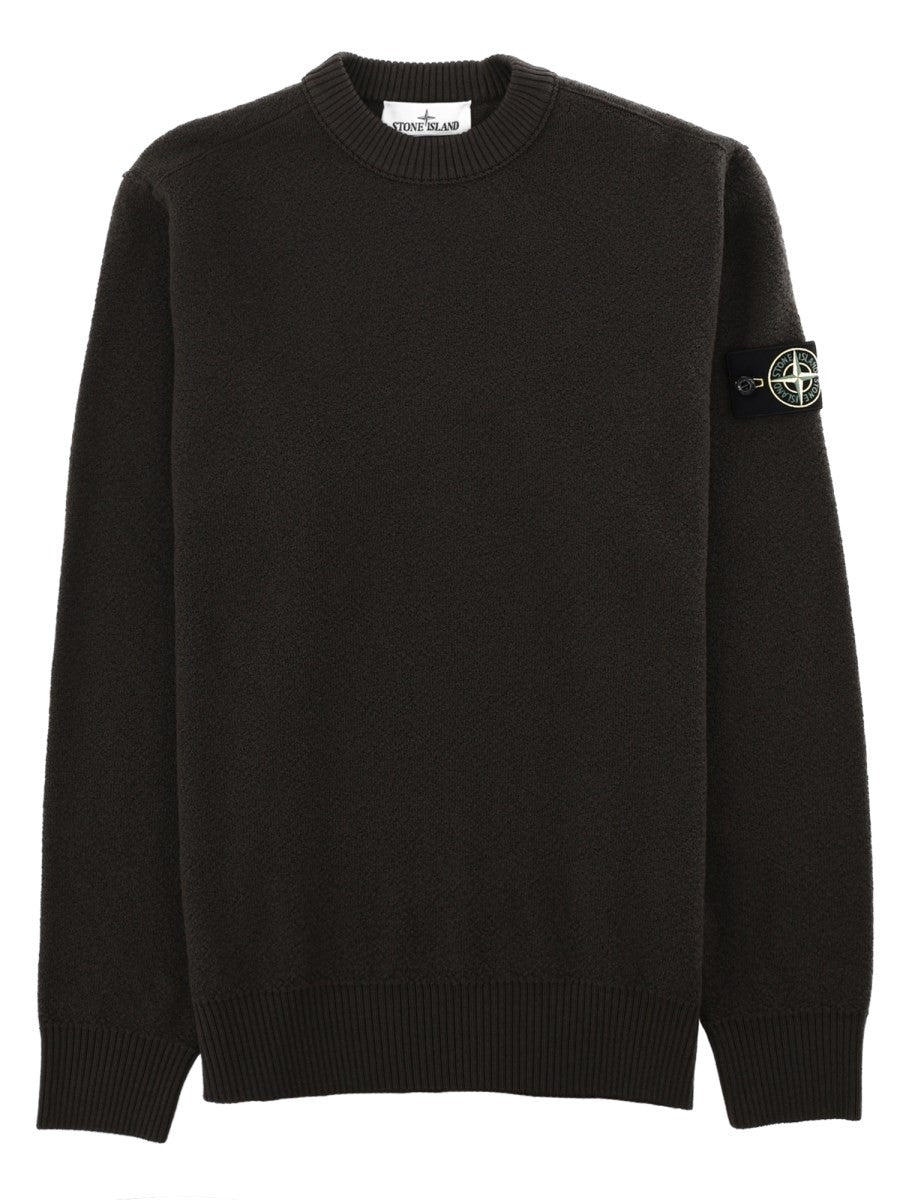 Stone Island Geribde Wollen Trui – Antraciet