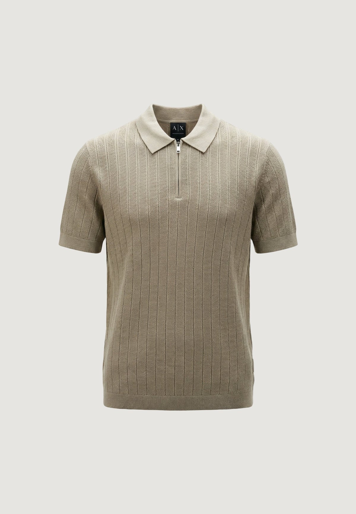 Armani Exchange Gebreide Polo met Korte Mouwen – Taupe