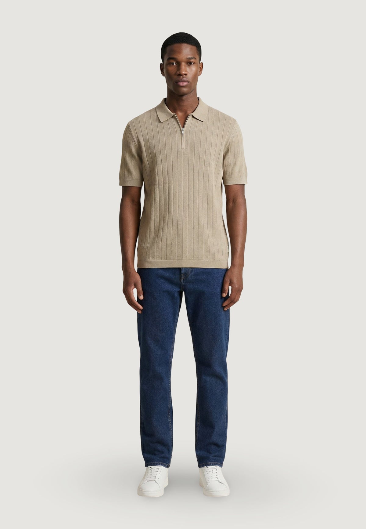 Armani Exchange Gebreide Polo met Korte Mouwen – Taupe