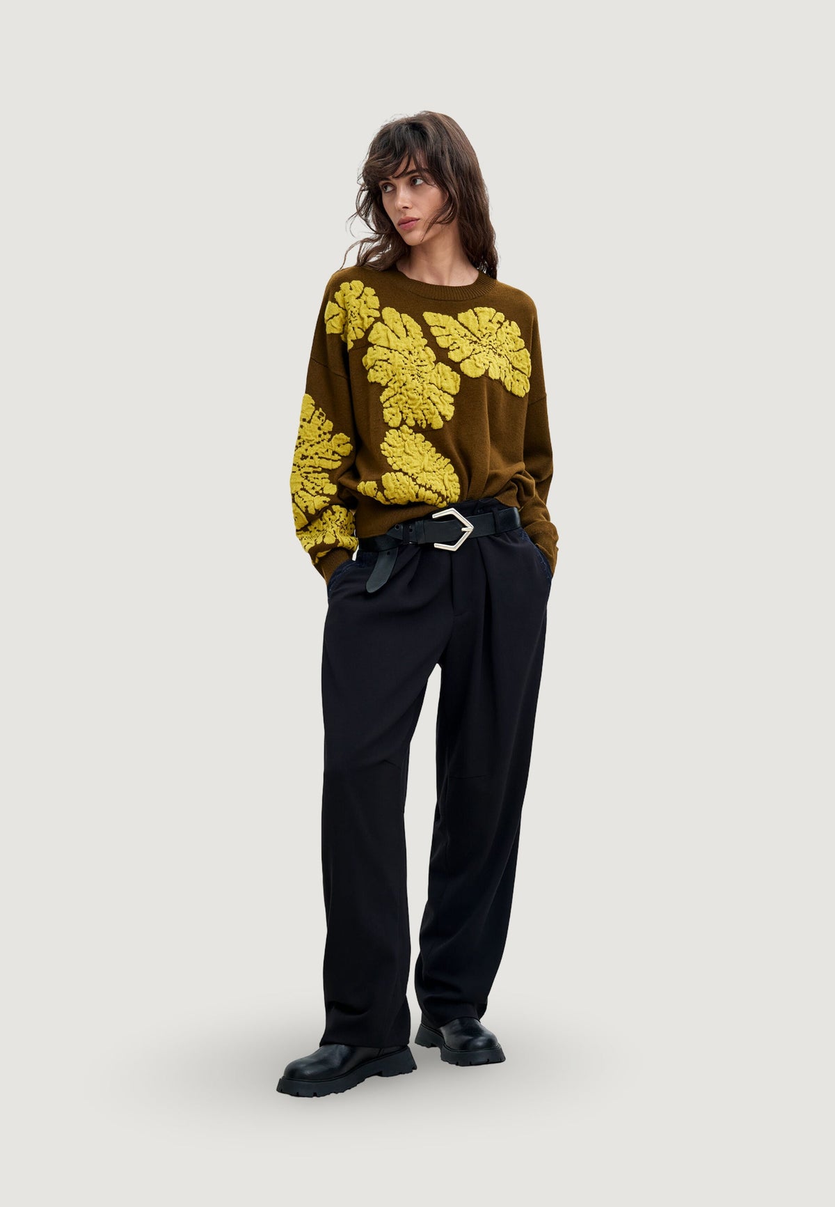 Desigual Bubbles Lacroix Trui – Bruin / Geel