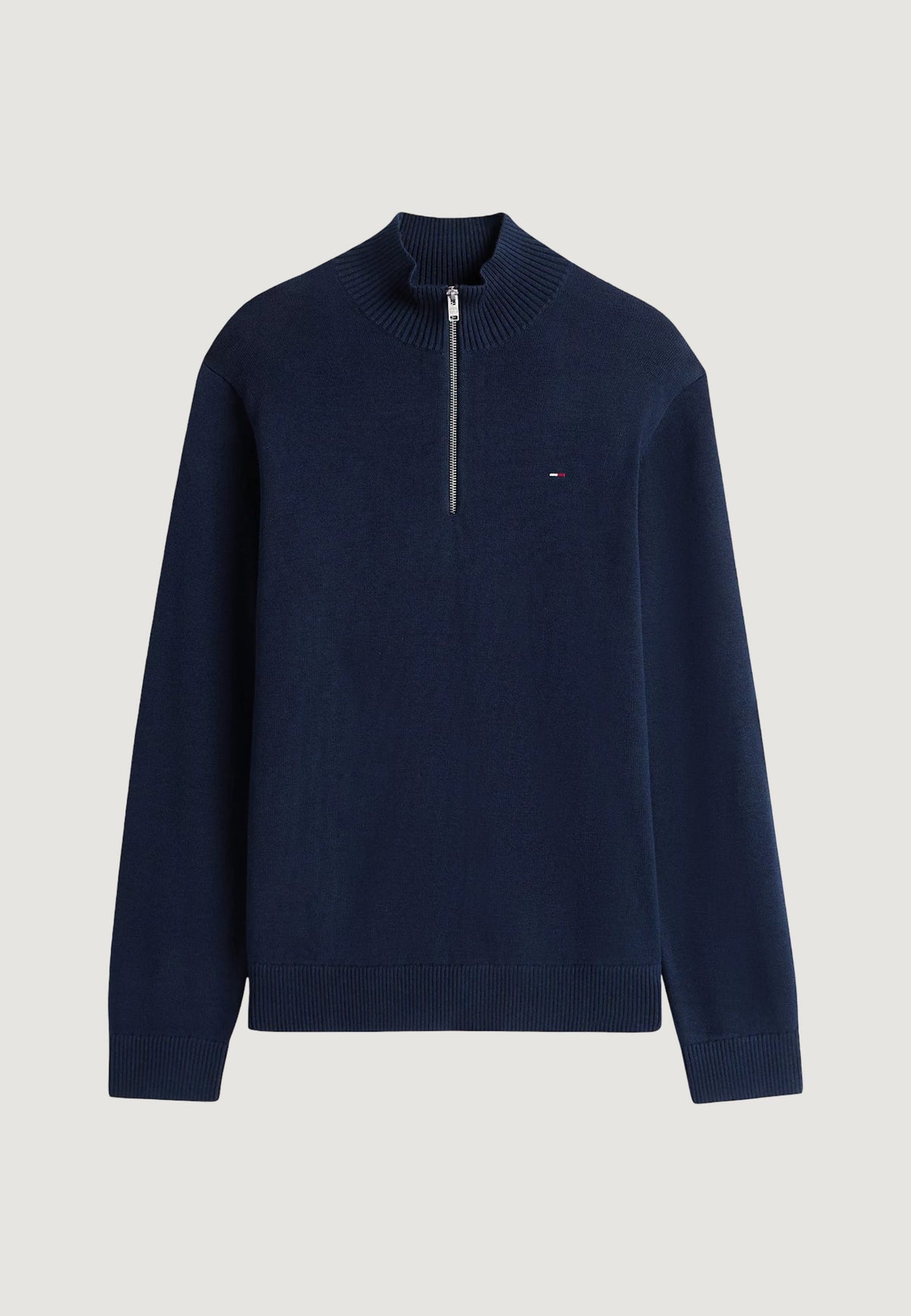 Tommy Hilfiger Trui met Kwart Rits – Marineblauw