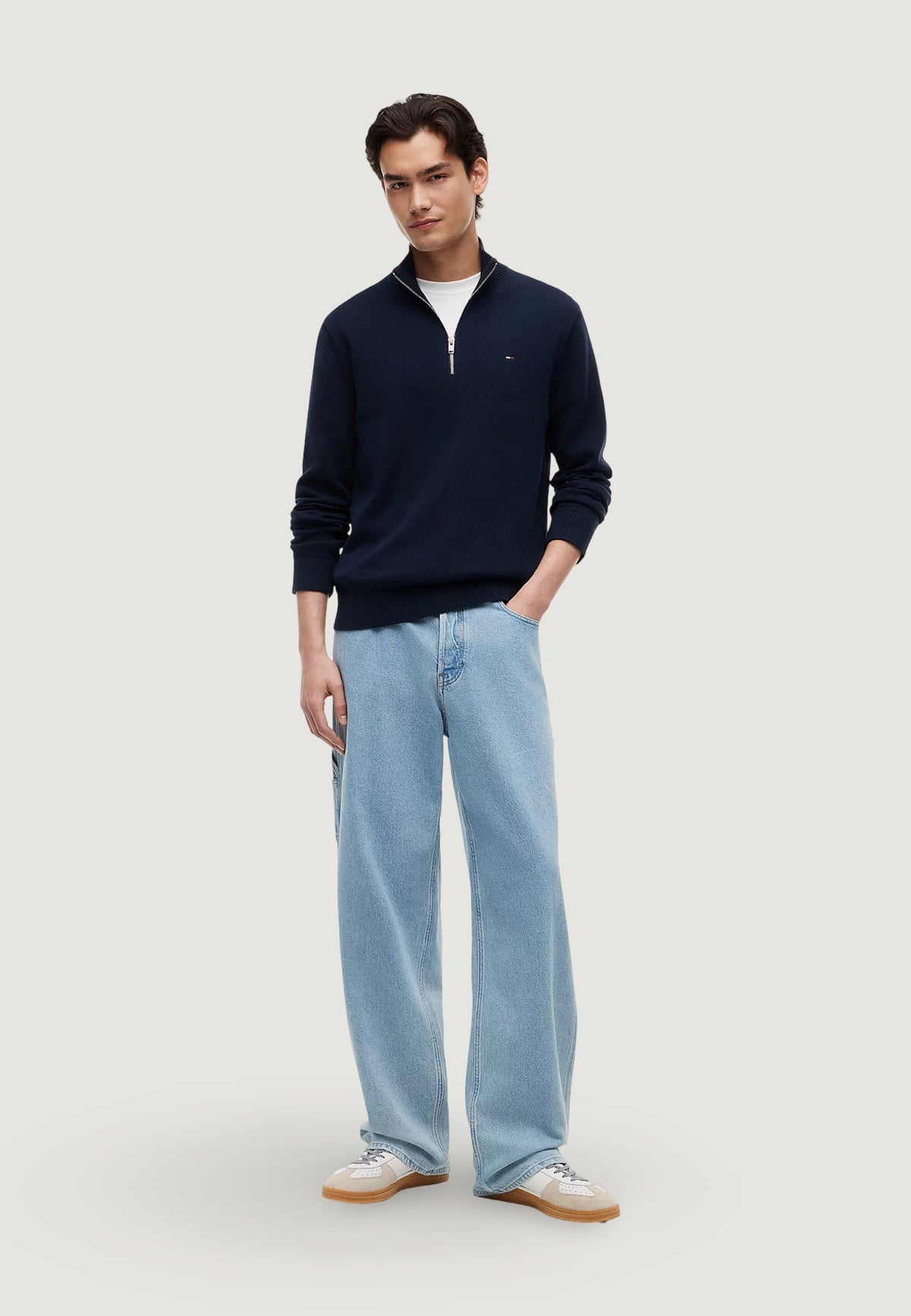 Tommy Hilfiger Trui met Kwart Rits – Marineblauw