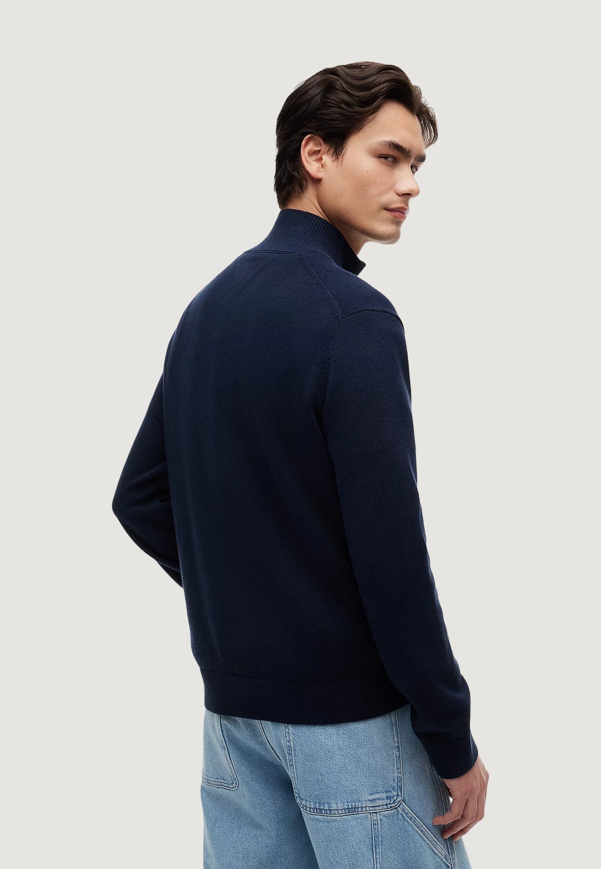 Tommy Hilfiger Trui met Kwart Rits – Marineblauw