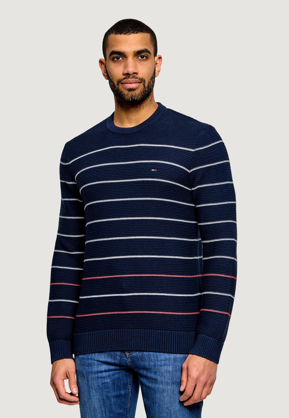 Tommy Hilfiger Gestreepte Katoenen Trui – Marineblauw