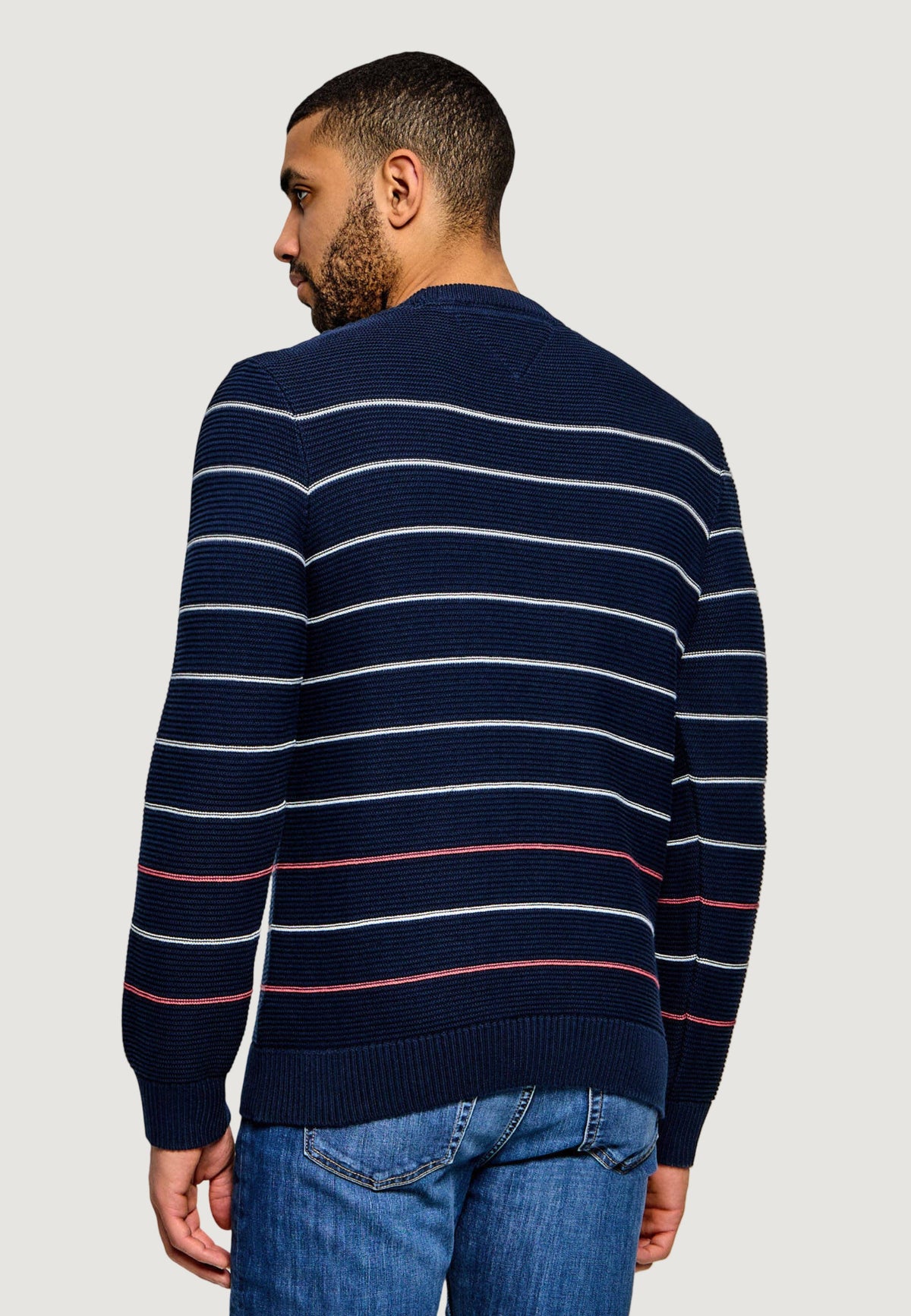 Tommy Hilfiger Gestreepte Katoenen Trui – Marineblauw
