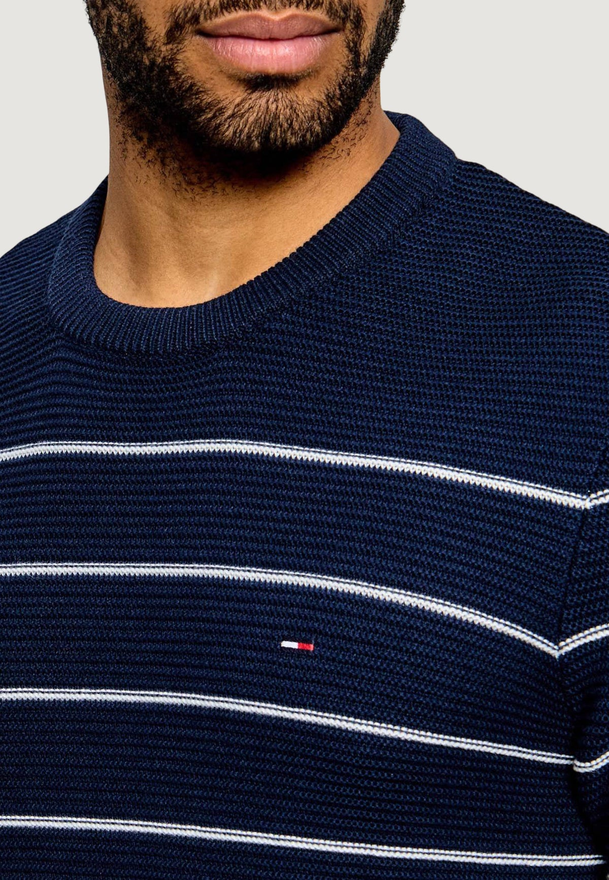 Tommy Hilfiger Gestreepte Katoenen Trui – Marineblauw